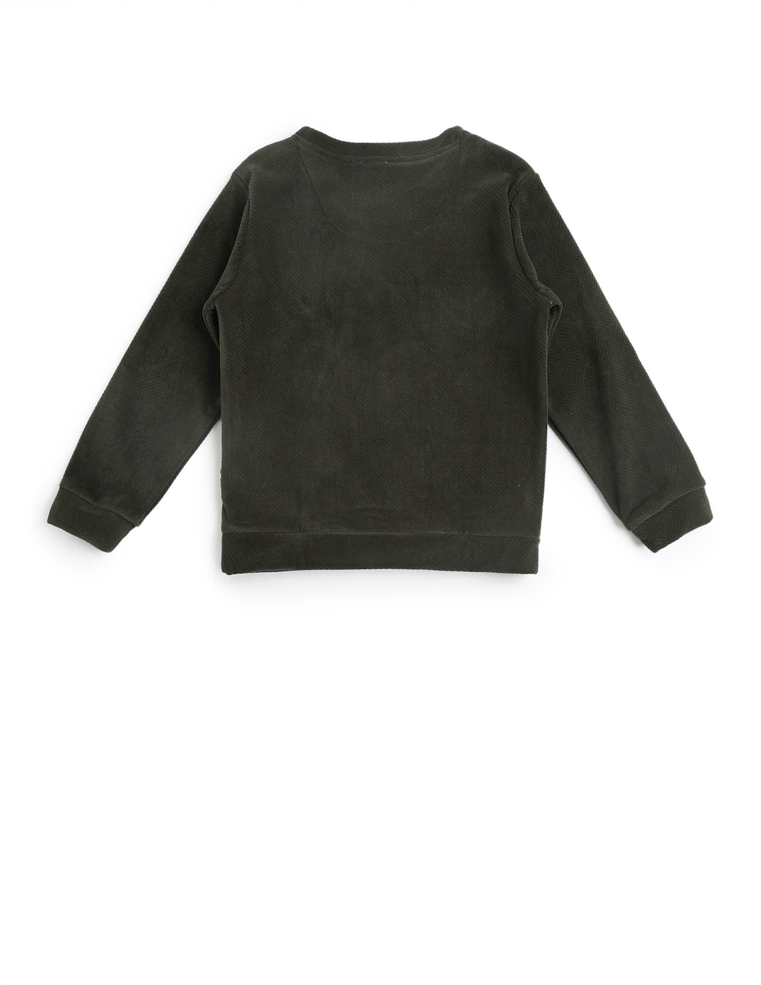 Boys Textured Patterned Knit Regular Fit Sweatshirt Olive - U.S. POLO ASSN. | Large