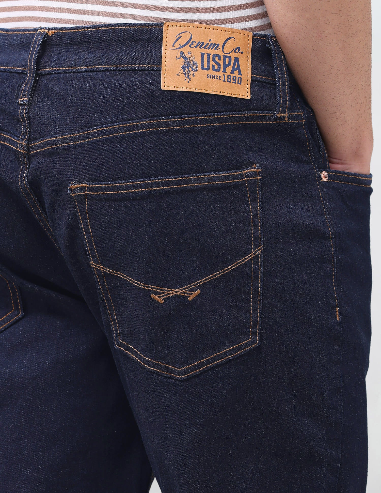 Solid Tapered Fit Jeans Blue - U.S. Polo Assn. India | Large