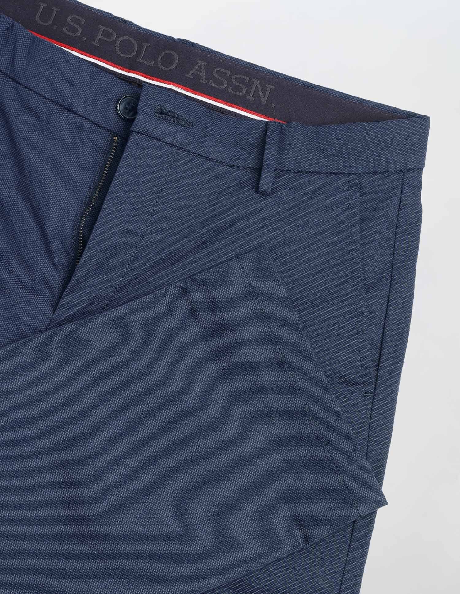 Textured Riley Straight Fit Trousers Navy - U.S. Polo Assn. India | Large