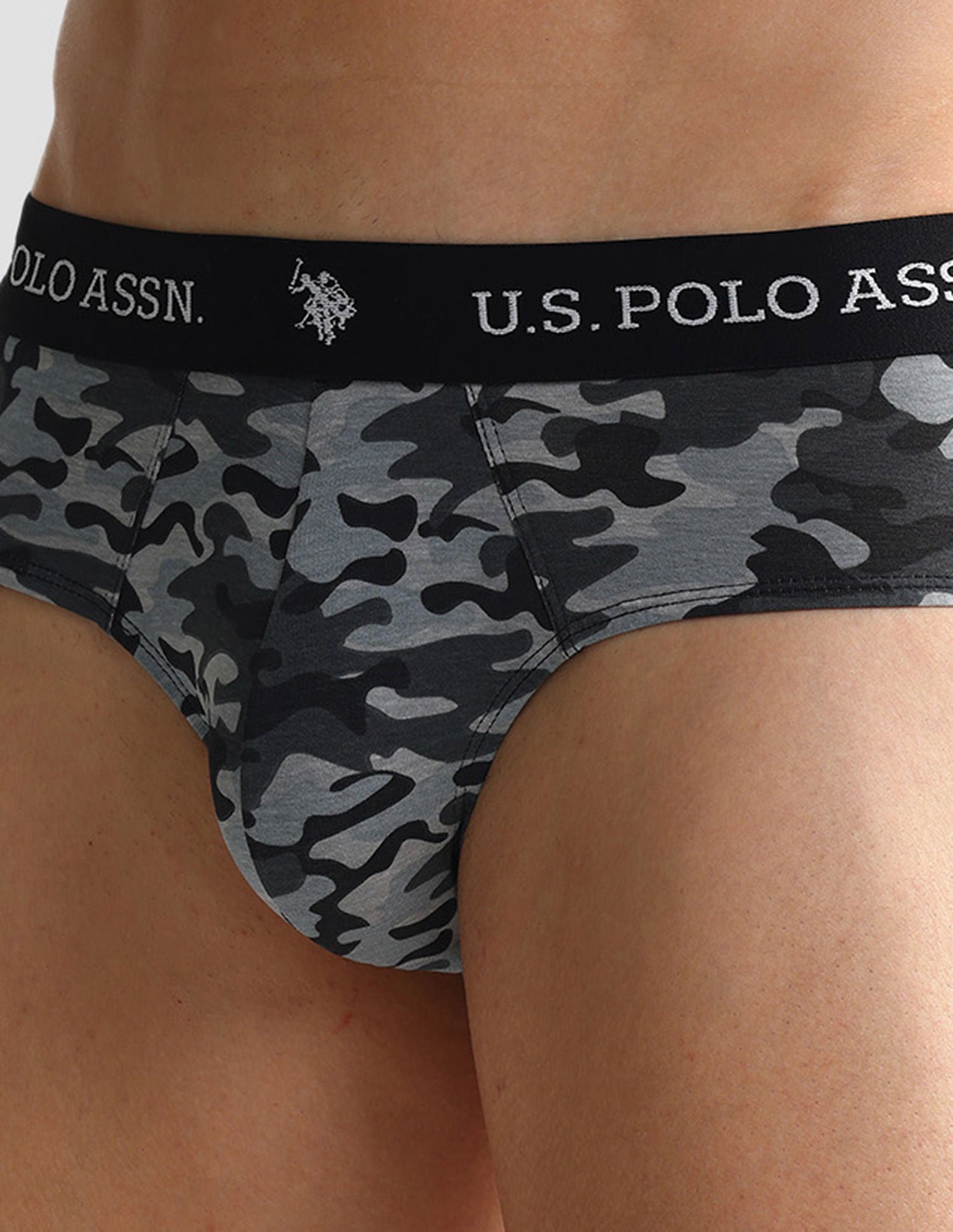 Elasticized Waist OEB09 Briefs - Pack Of 2 Camo Black and Black - U.S. POLO ASSN. | Large