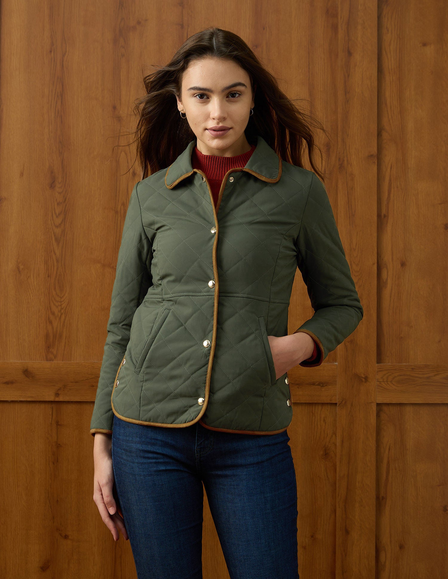 Solid Regular Fit Quilted Jacket Green - U.S. POLO ASSN. | Large