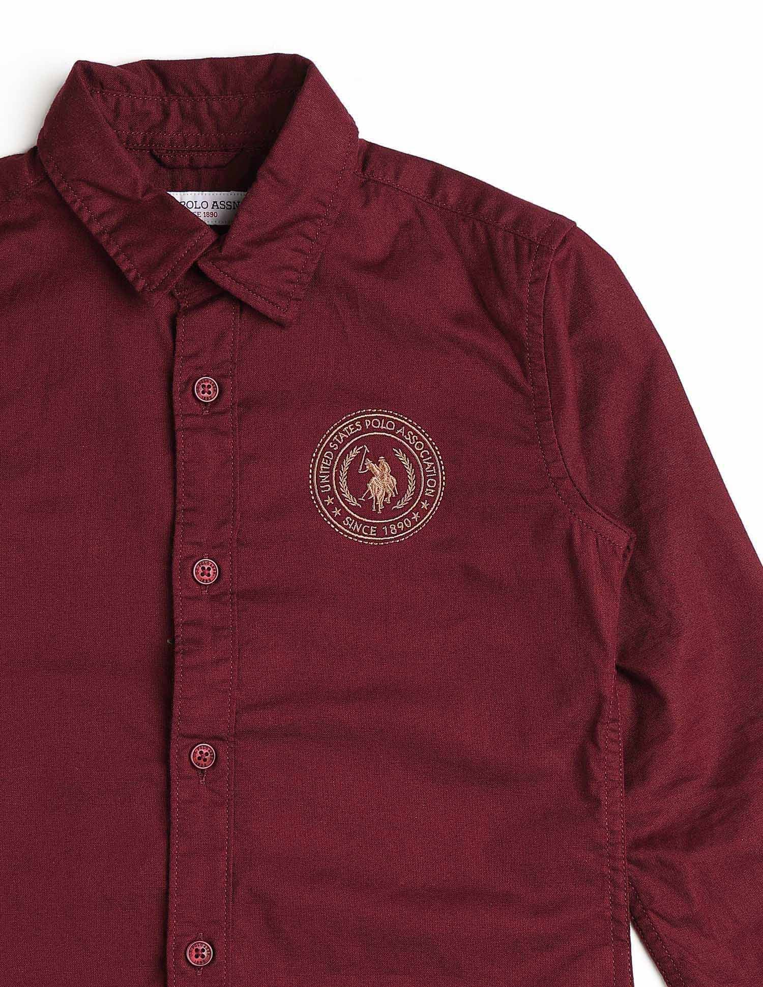 Boys Oxford Brand Embroidered Shirt Red - U.S. POLO ASSN. | Large