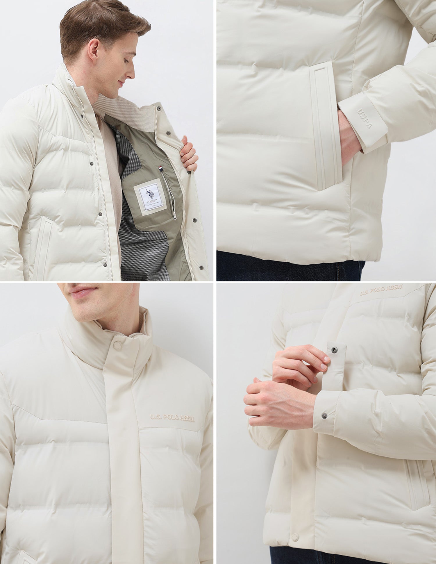 High Neck Regular Fit Smartheat Jacket Beige - U.S. POLO ASSN. | Large