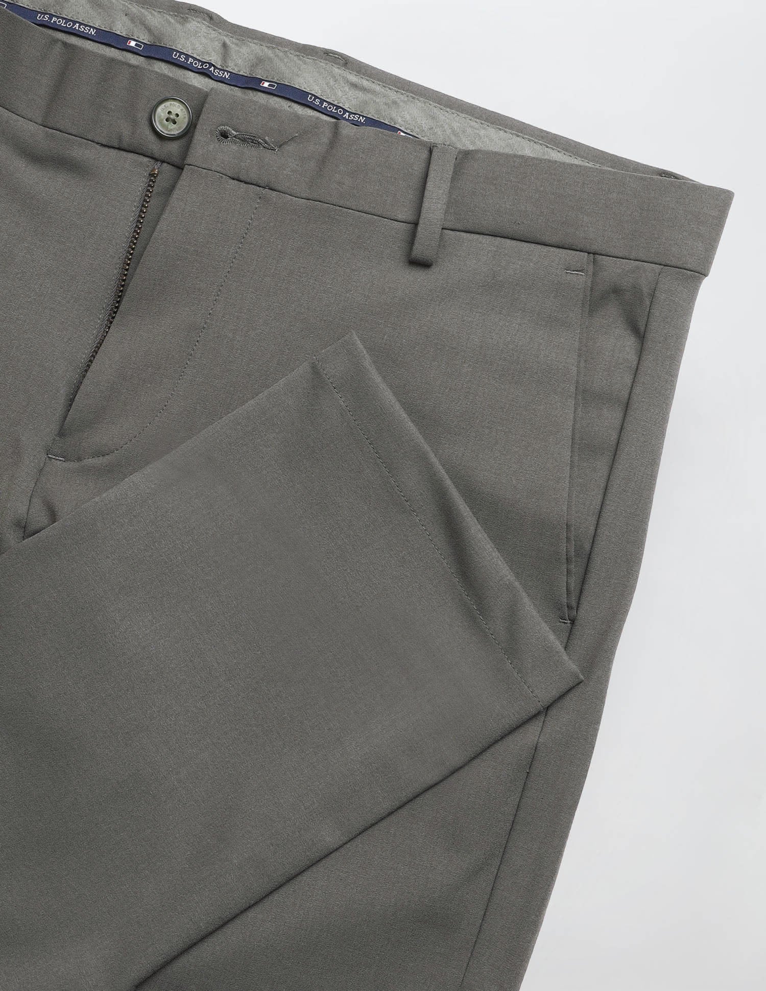 Denver Slim Fit Mid Rise Trousers Mid Green - U.S. Polo Assn. India | Large
