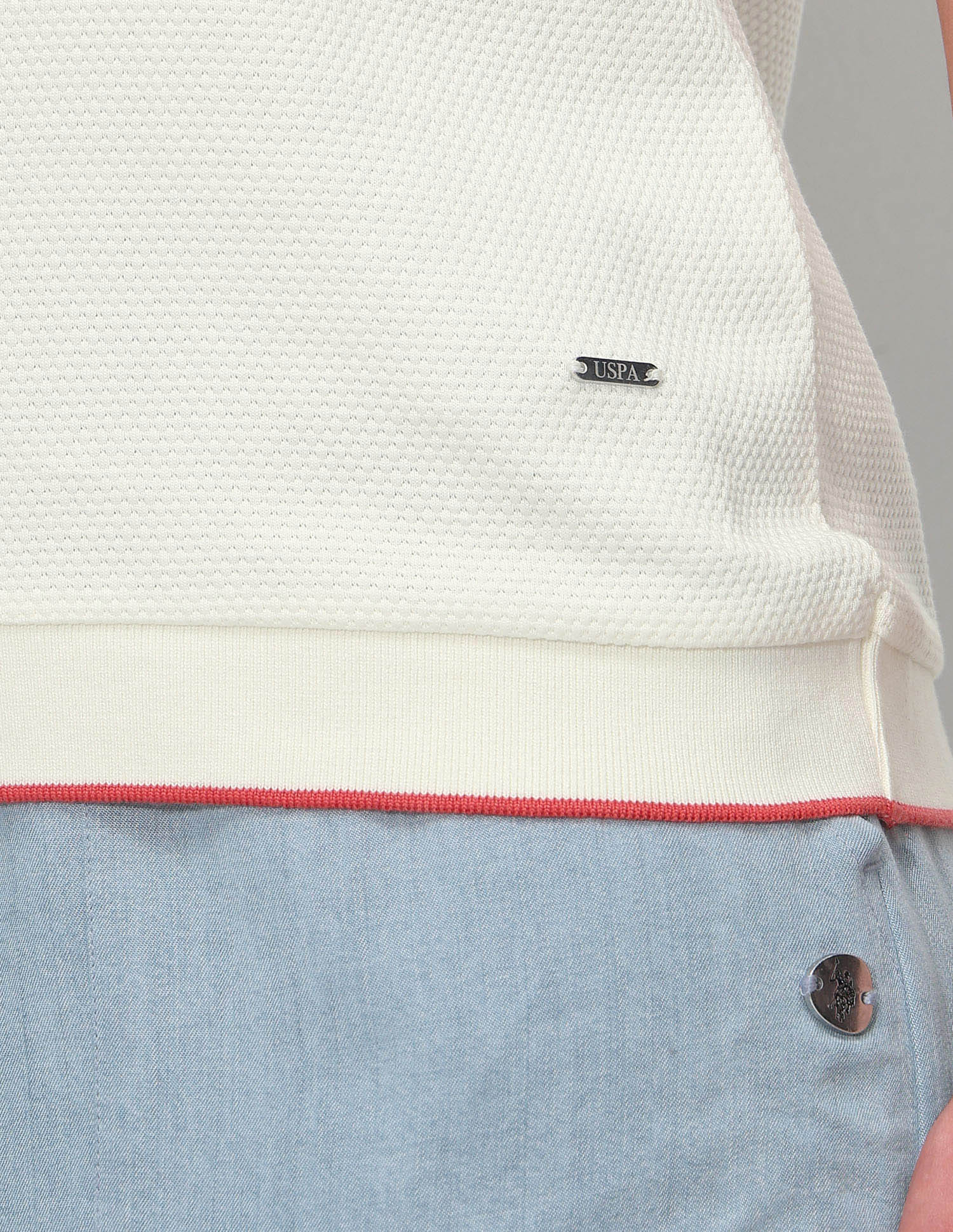 Relaxed Fit Solid Polo Shirt Off White - U.S. Polo Assn. India | Large