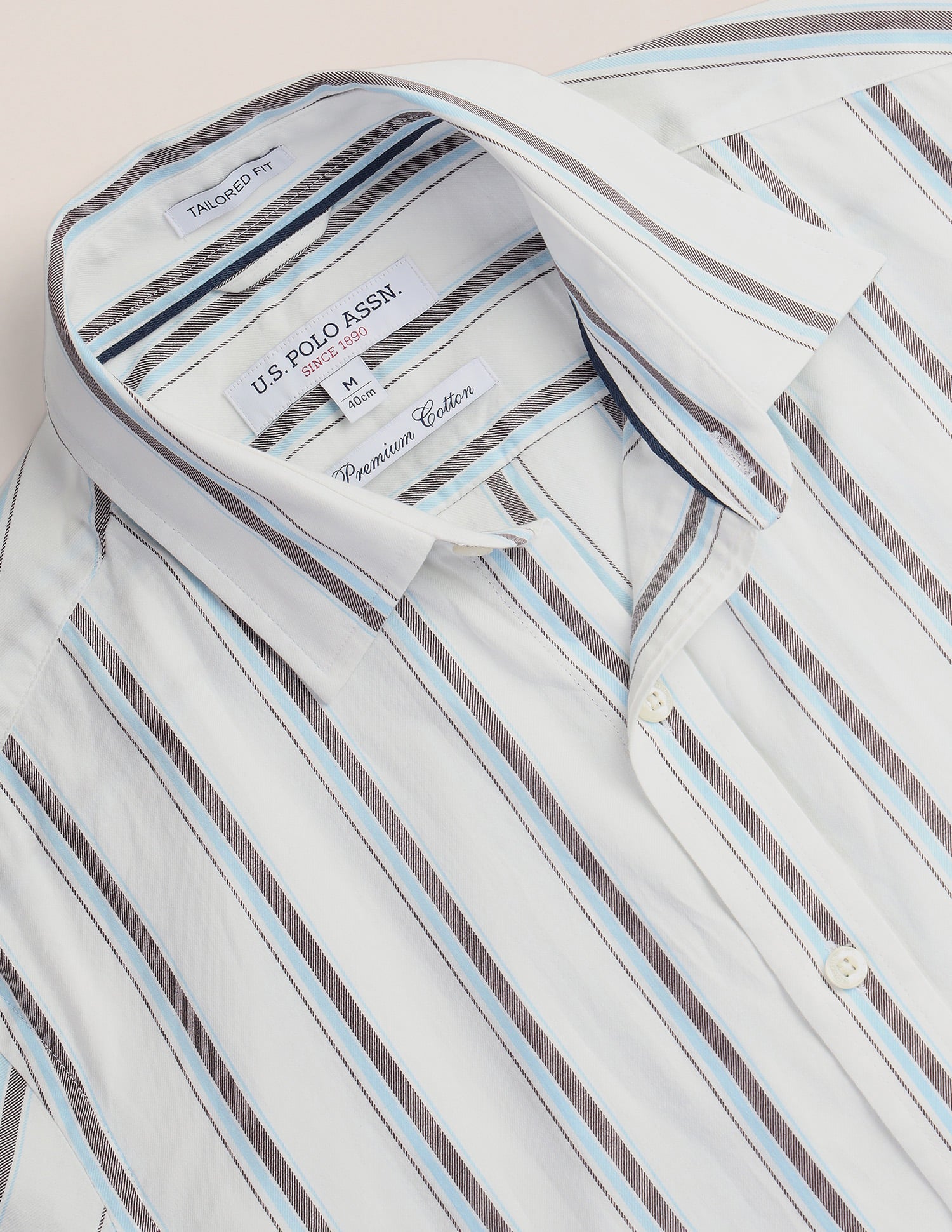 Tailored Vertical Stripes Shirt White - U.S. Polo Assn. India | Large