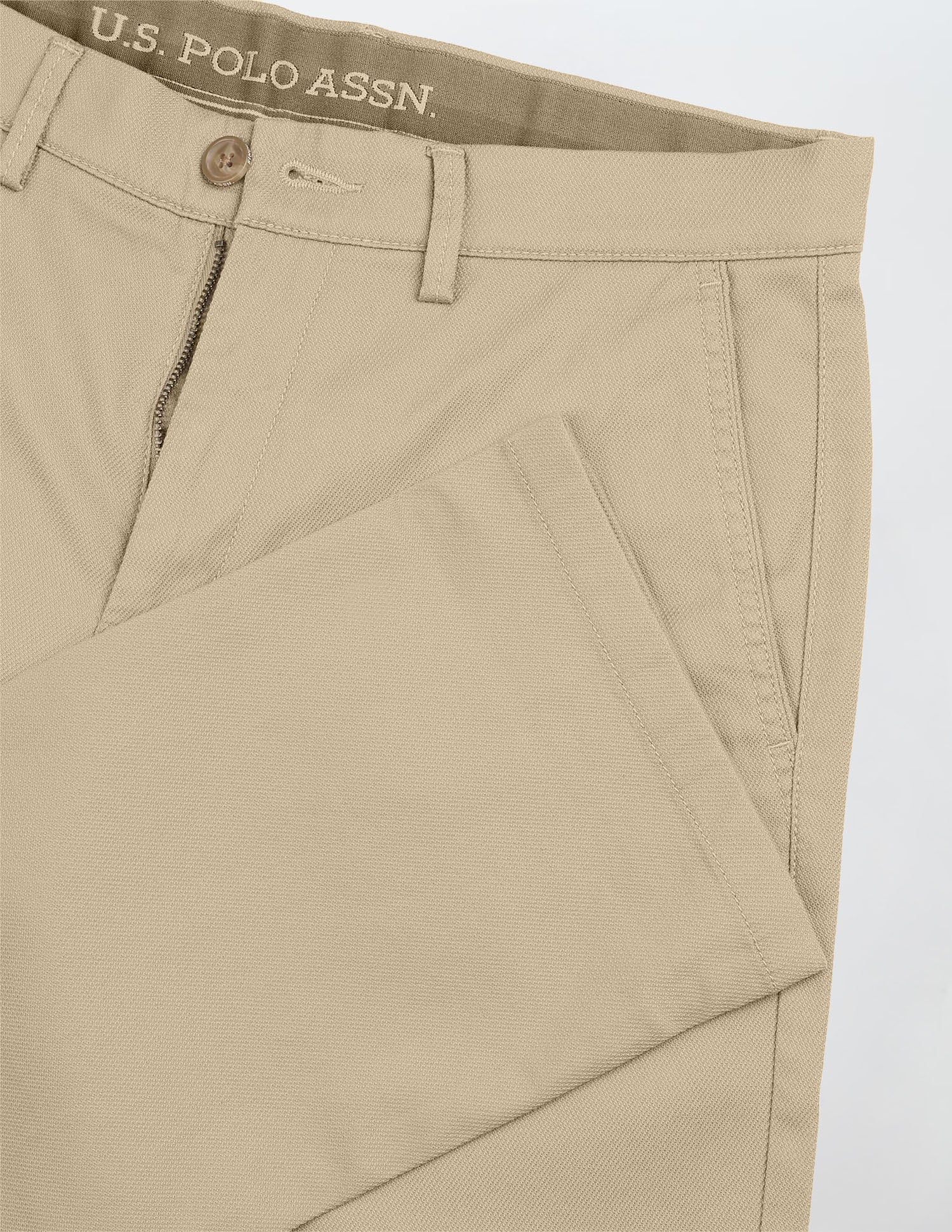 Riley Straight Fit Satin Trousers Khaki - U.S. Polo Assn. India | Large