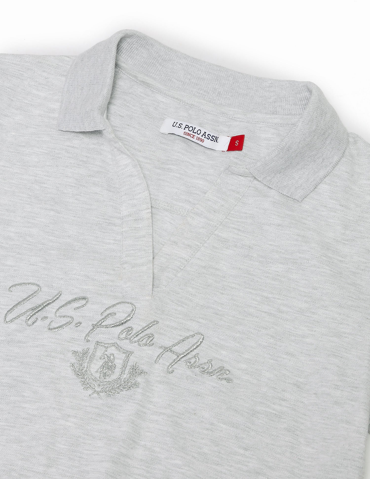 Brand Print Heathered Polo Shirt Grey - U.S. POLO ASSN. | Large