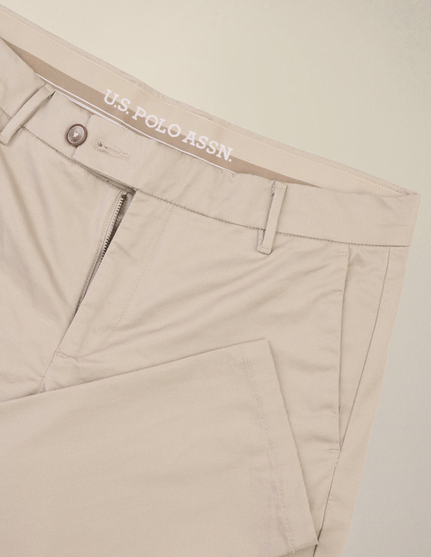 Textured Satin Trousers Beige - U.S. Polo Assn. India | Large