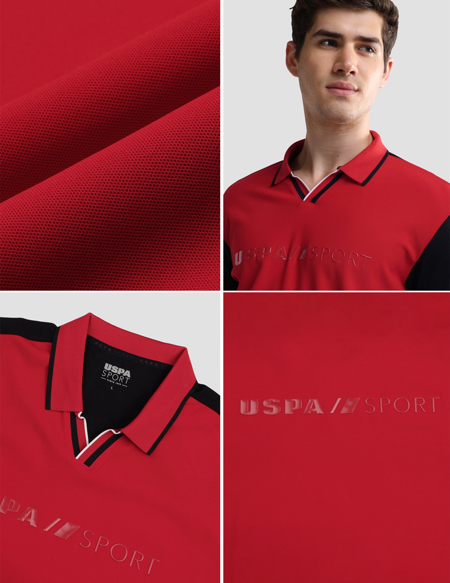 Colourblocked Slim Fit Active Polo Shirt Red - U.S. Polo Assn. India | Large