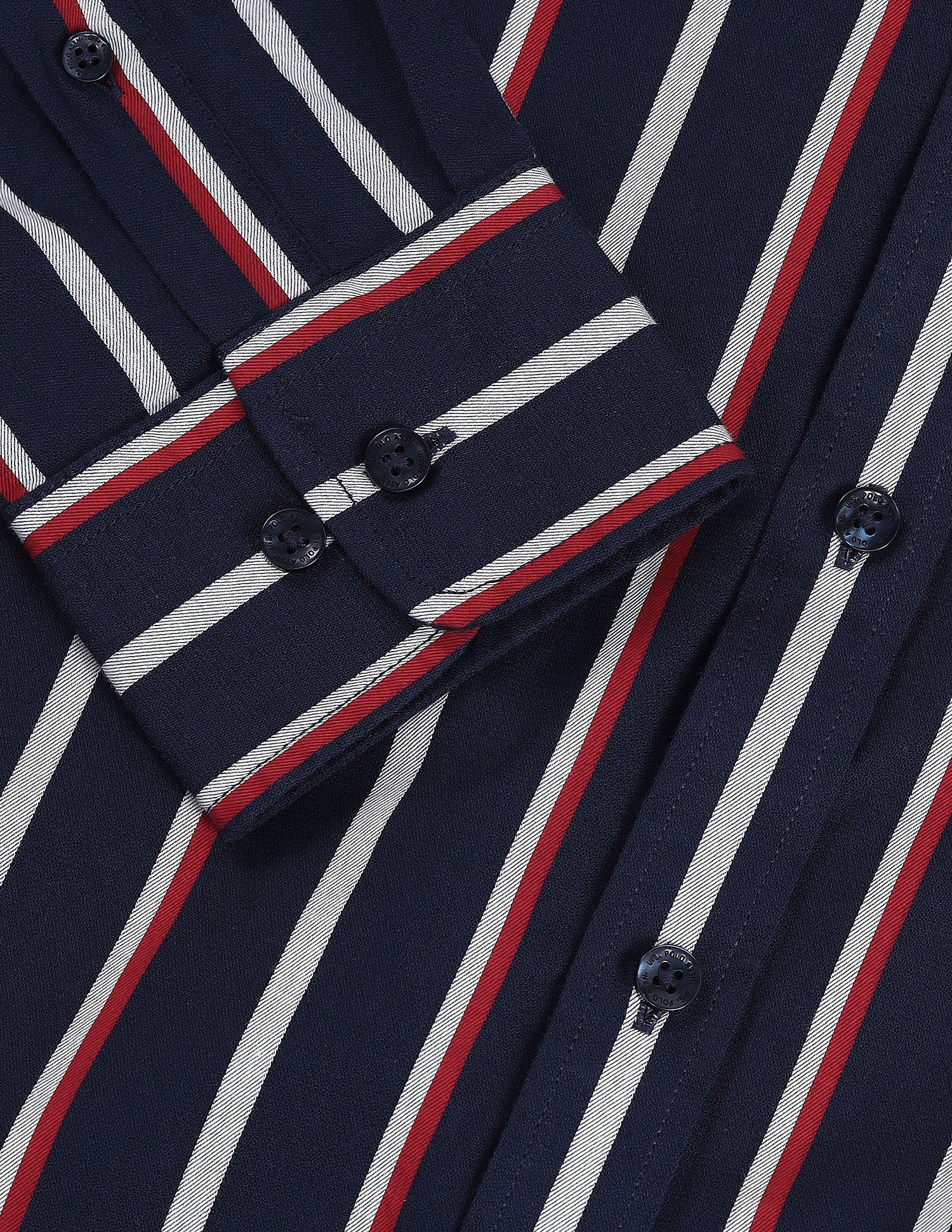 Tailored Fit Cotton Striped Shirt Blue - U.S. Polo Assn. India | Large