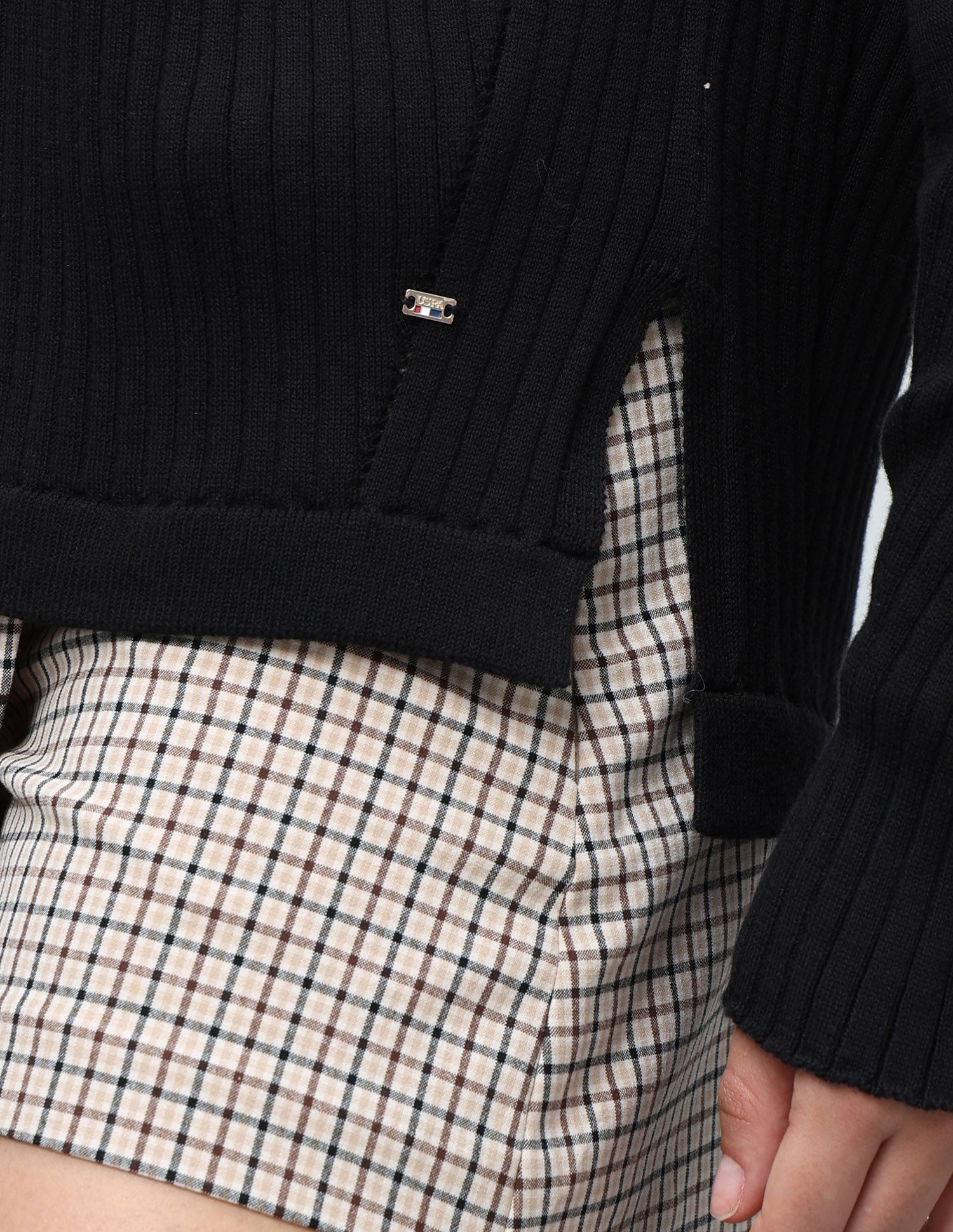 Patterned Knit Regular Fit Sweater Black - U.S. Polo Assn. India | Large