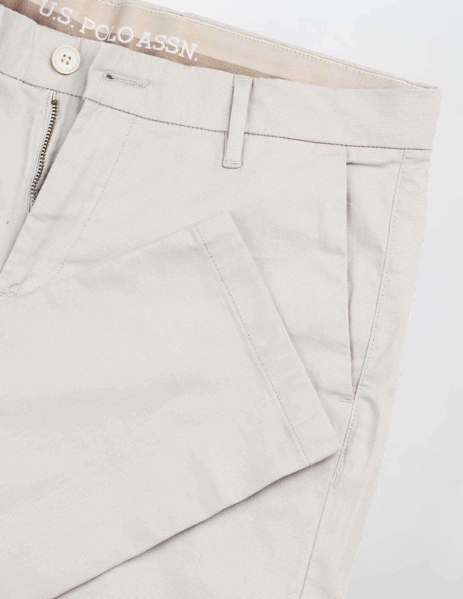 Textured Austin Slim Fit Trousers Ecru - U.S. POLO ASSN. | Large