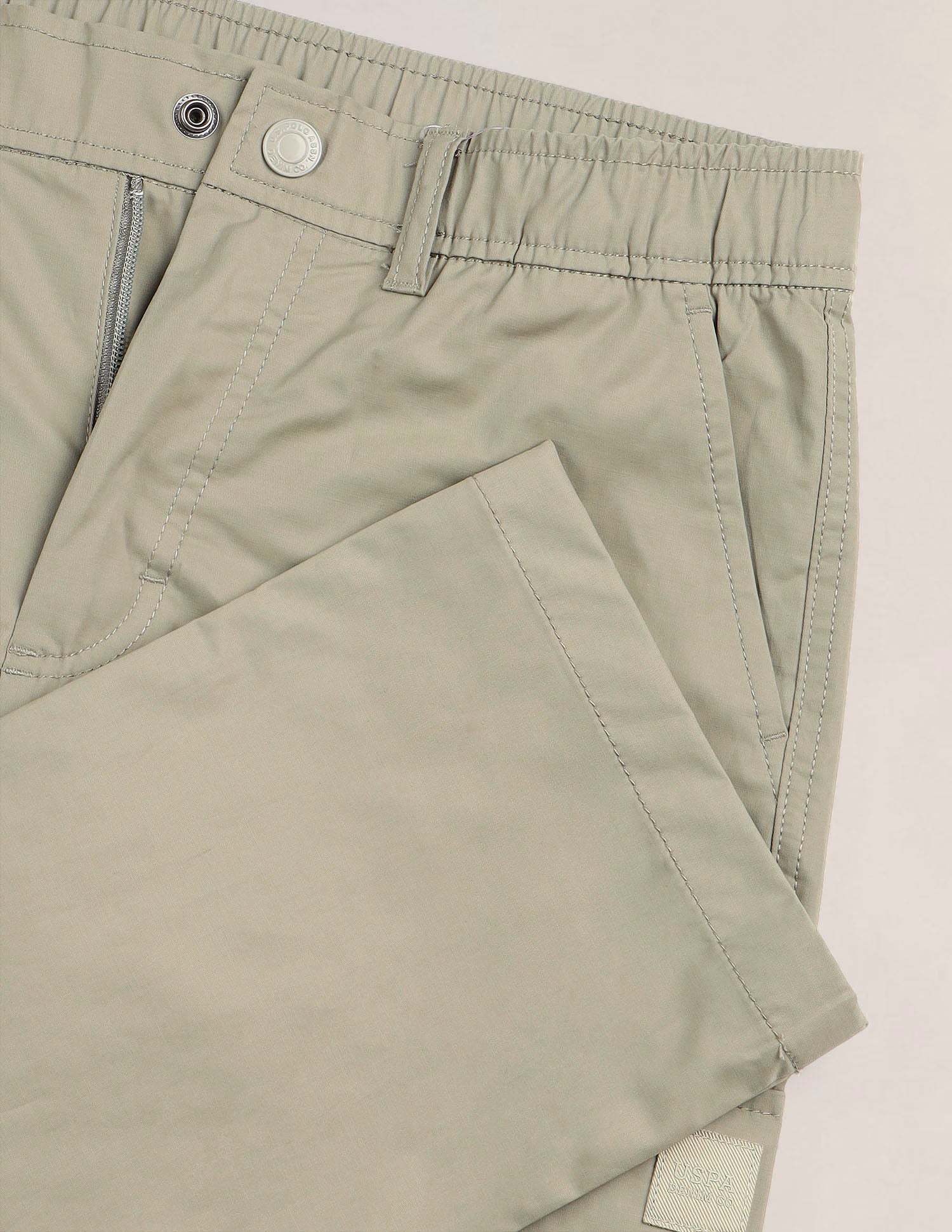 Mid Rise Solid Straight Fit Cargos Light Green - U.S. POLO ASSN. | Large