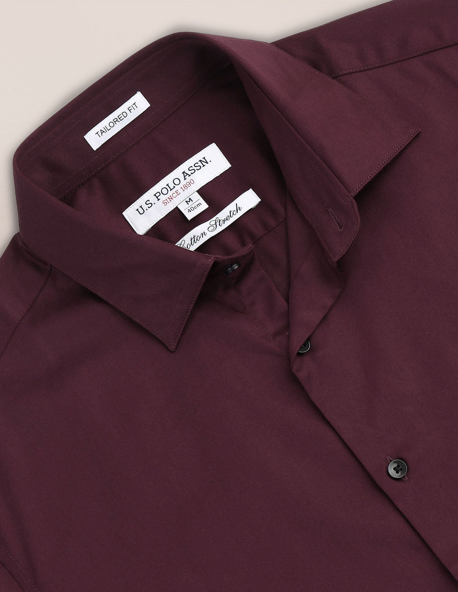 Tailored Regular Fit Solid Shirt Wine - U.S. POLO ASSN. | Large