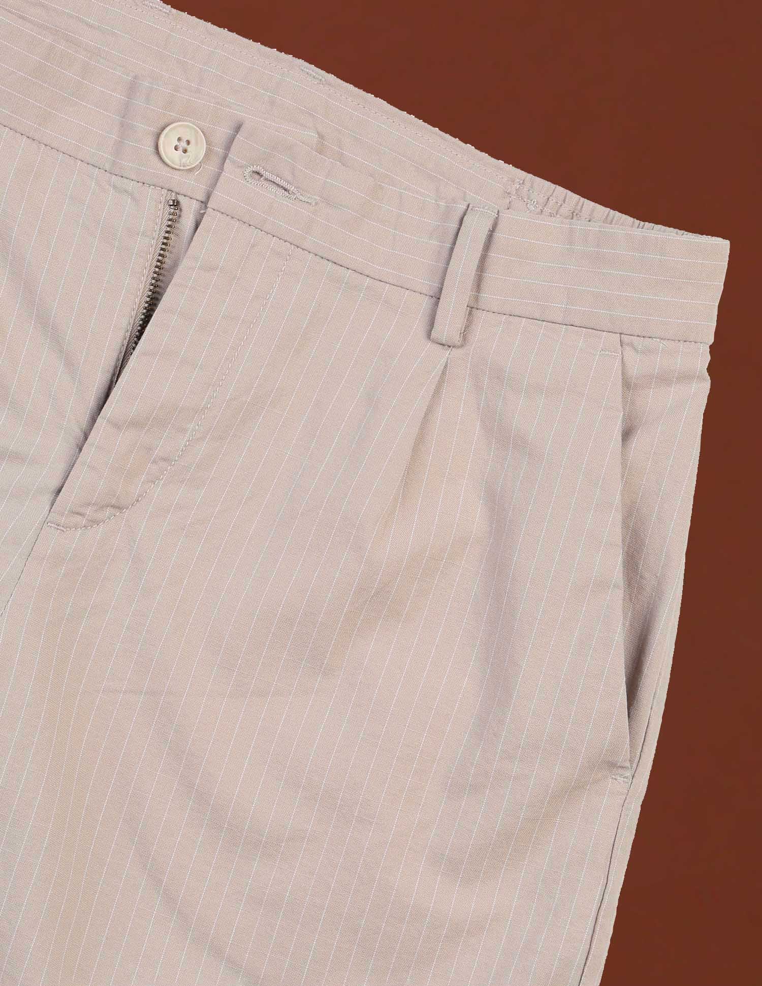 Vertical Striped Slim Fit Chino Shorts Beige - U.S. Polo Assn. India | Large