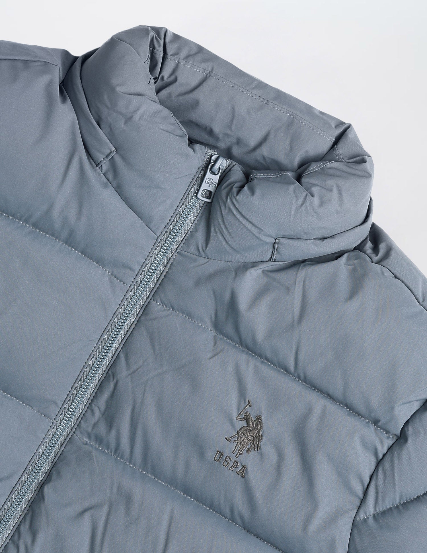 Detachable Hood Puffer Jacket Grey - U.S. Polo Assn. India | Large