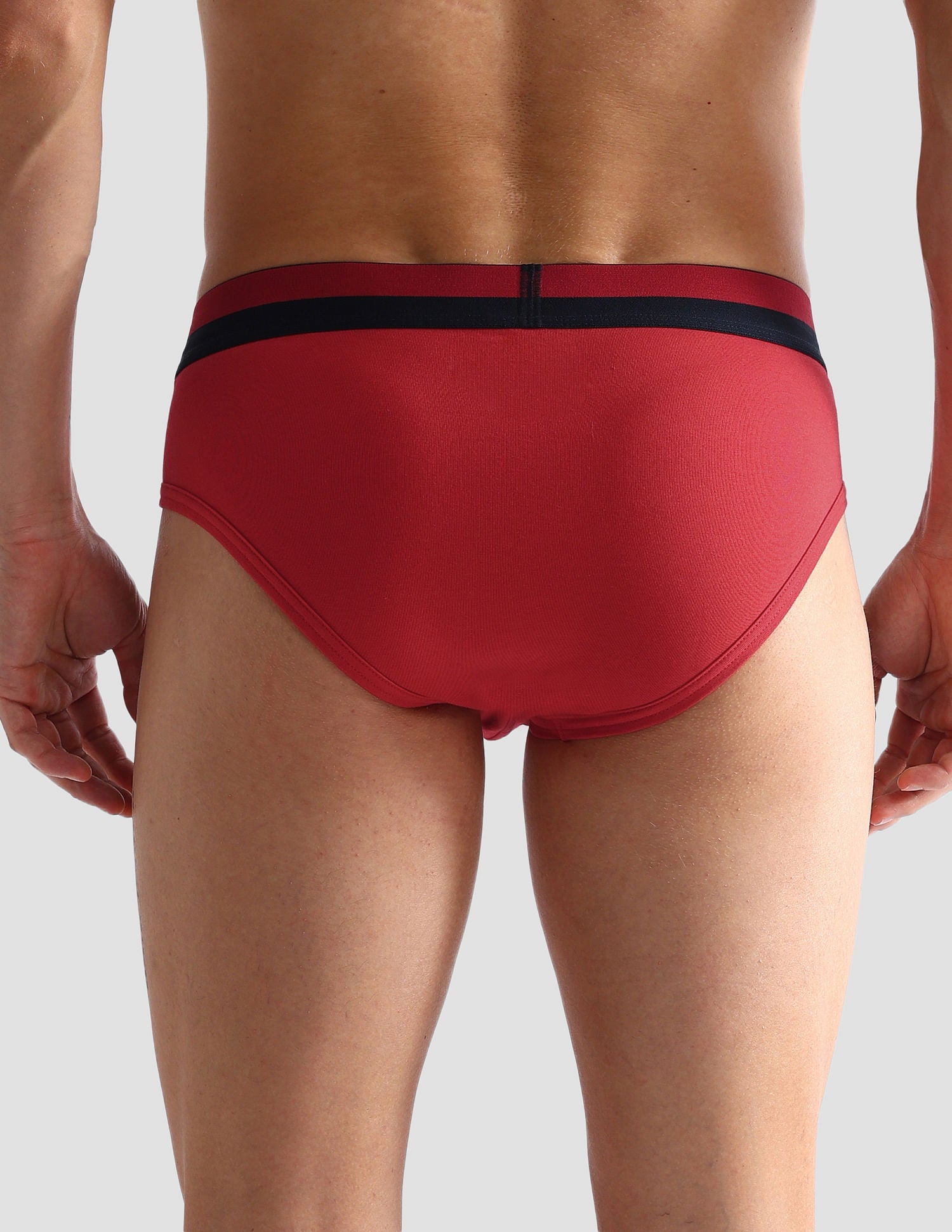 Dual Tone Cotton Stretch OET07 Briefs - Pack Of 3 Red, Beige and Grey - U.S. POLO ASSN. | Large