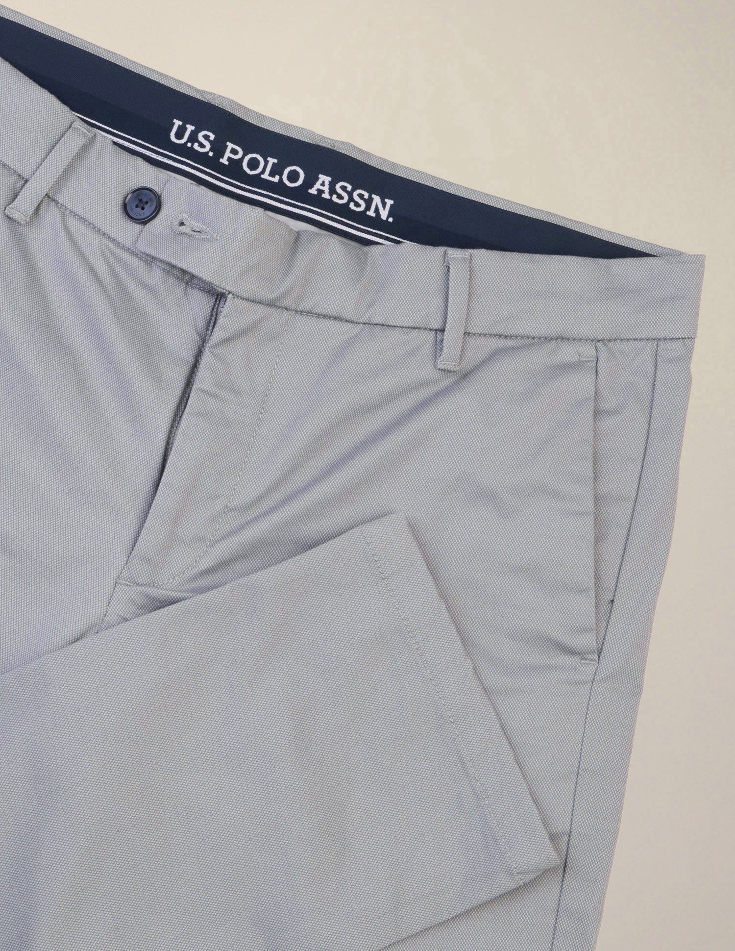 Textured Satin Trousers Mid-Grey - U.S. Polo Assn. India | Large