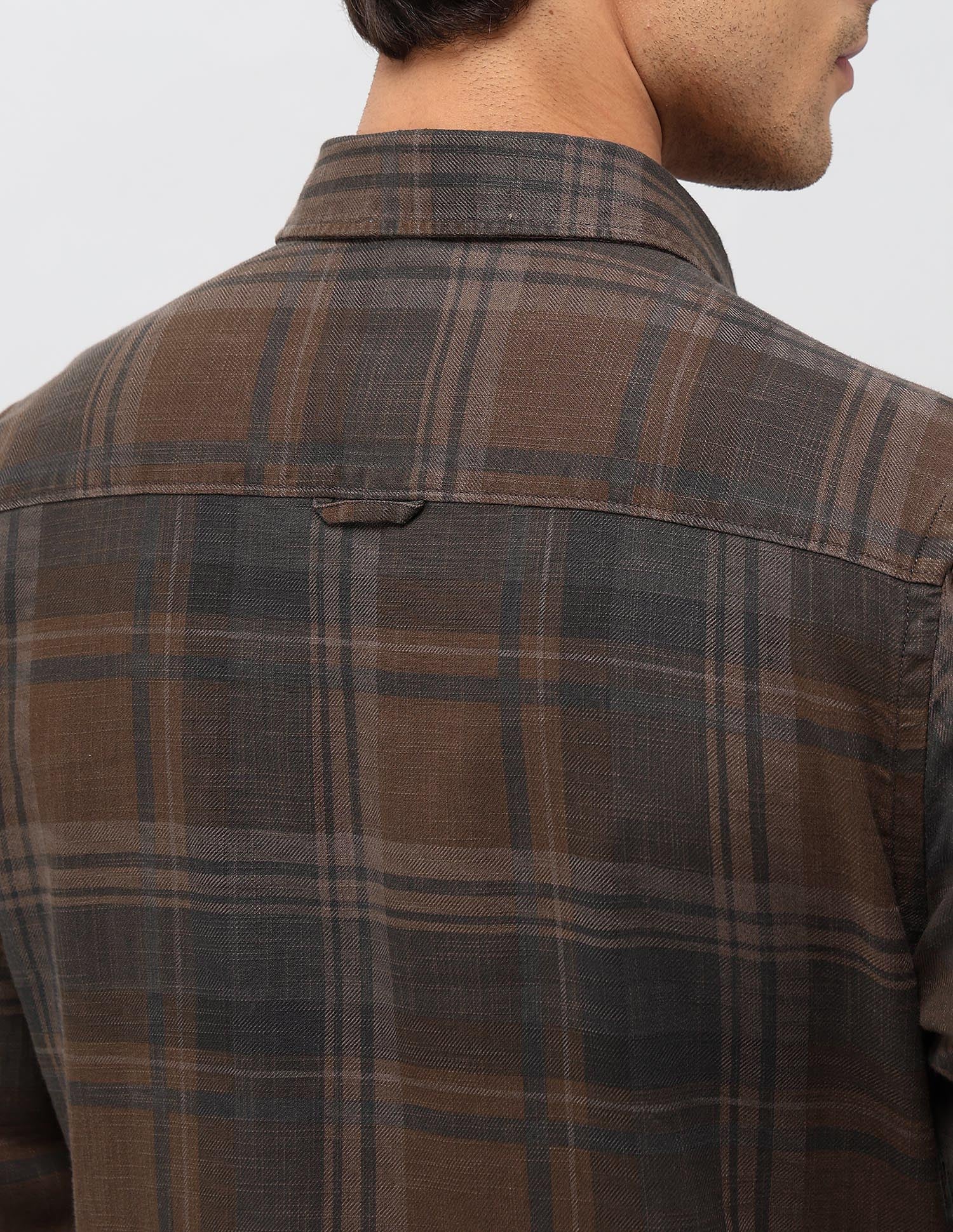 Plaid Checked Twill Shirt Brown - U.S. POLO ASSN. | Large