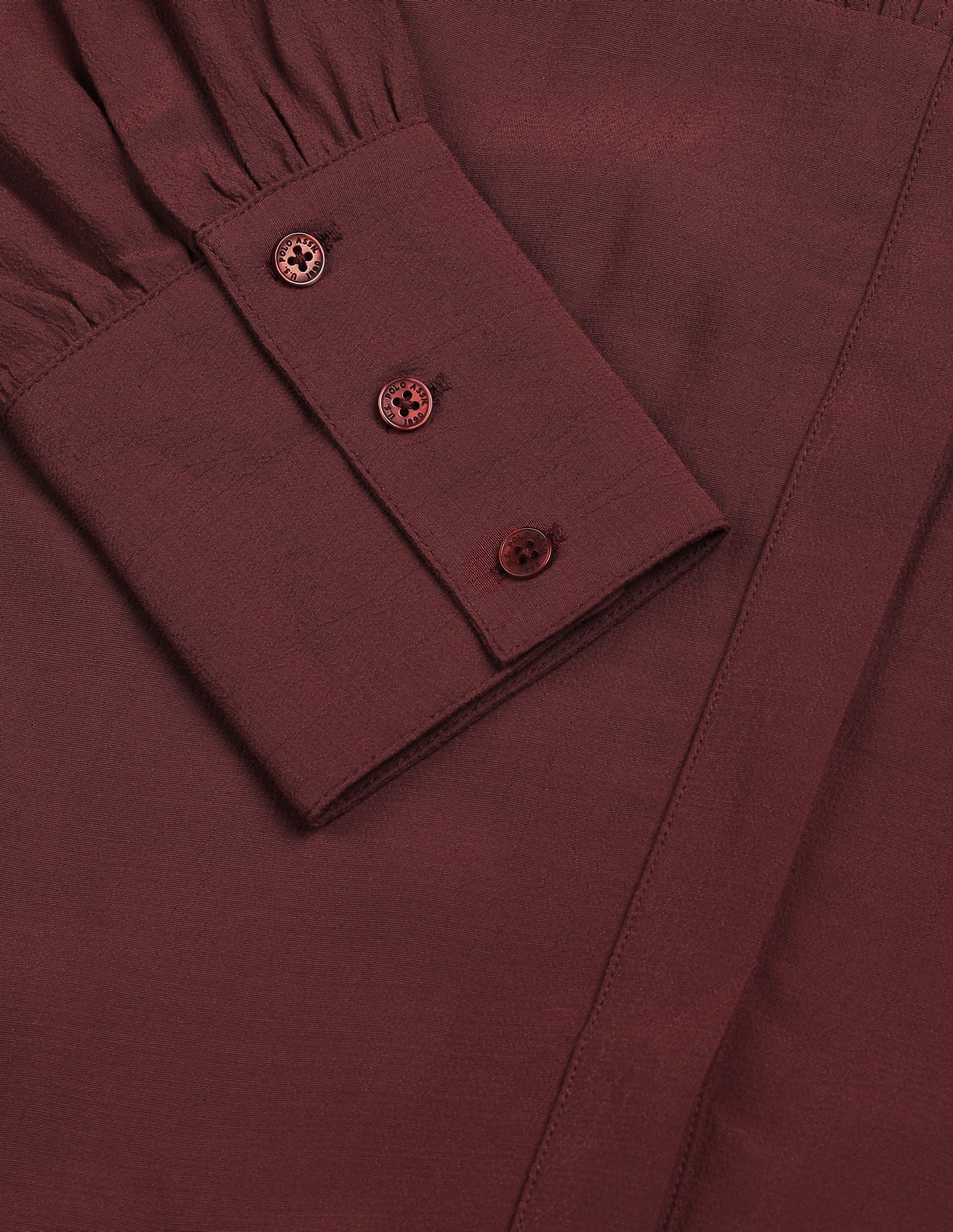 Mandarin Collar Pintucked Top Maroon - U.S. POLO ASSN. | Large