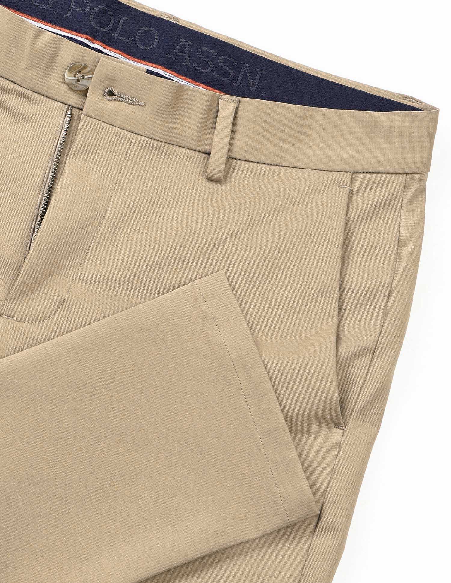 Solid Austin Slim Fit Twill Trousers Khaki - U.S. POLO ASSN. | Large