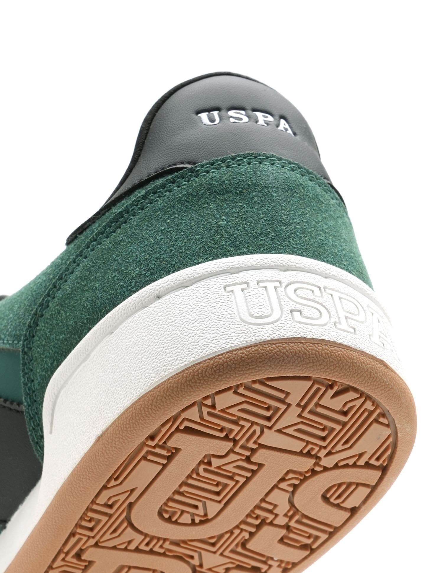 Men Gren Suede Colourblocked Sneakers Green - U.S. Polo Assn. India | Large