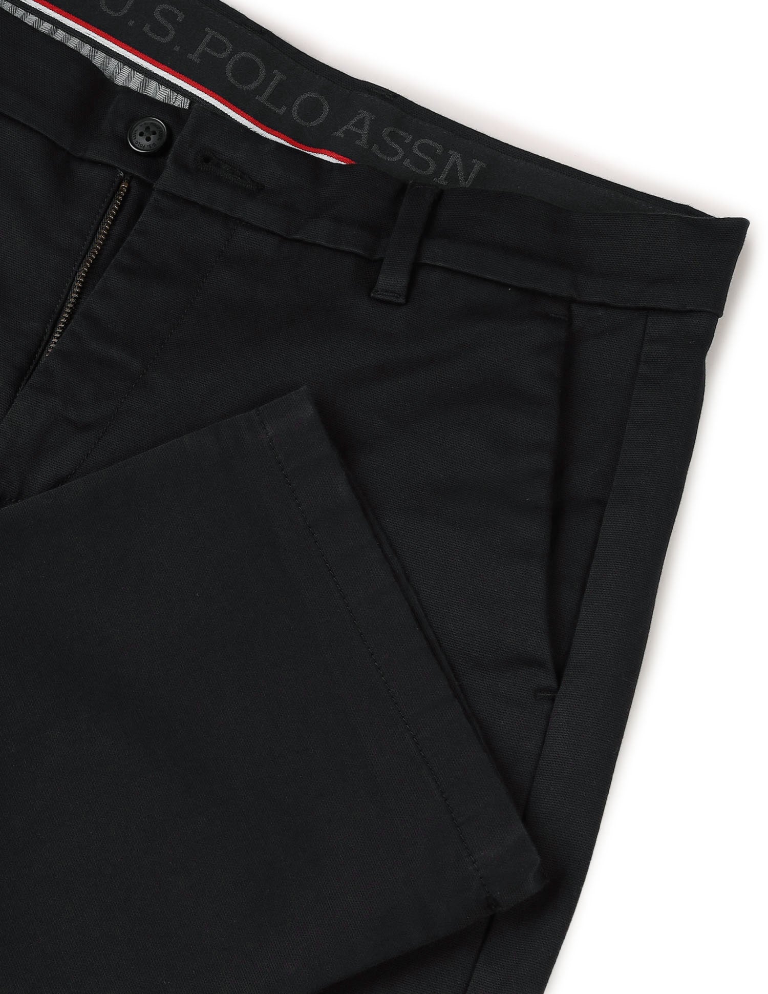 Riley Straight Fit Textured Trousers Black - U.S. POLO ASSN. | Large