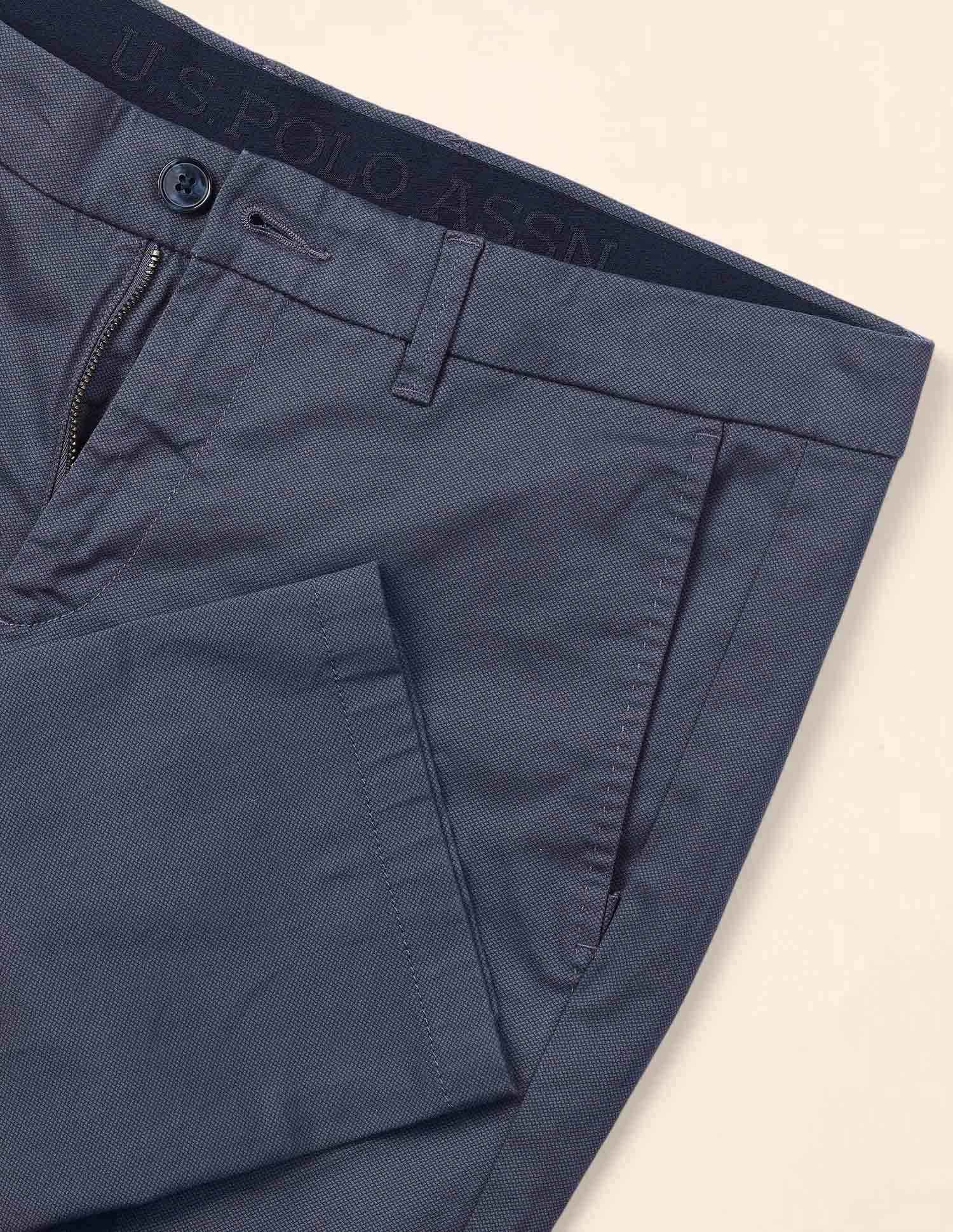 Denver Slim Fit Twill Trousers Blue - U.S. Polo Assn. India | Large