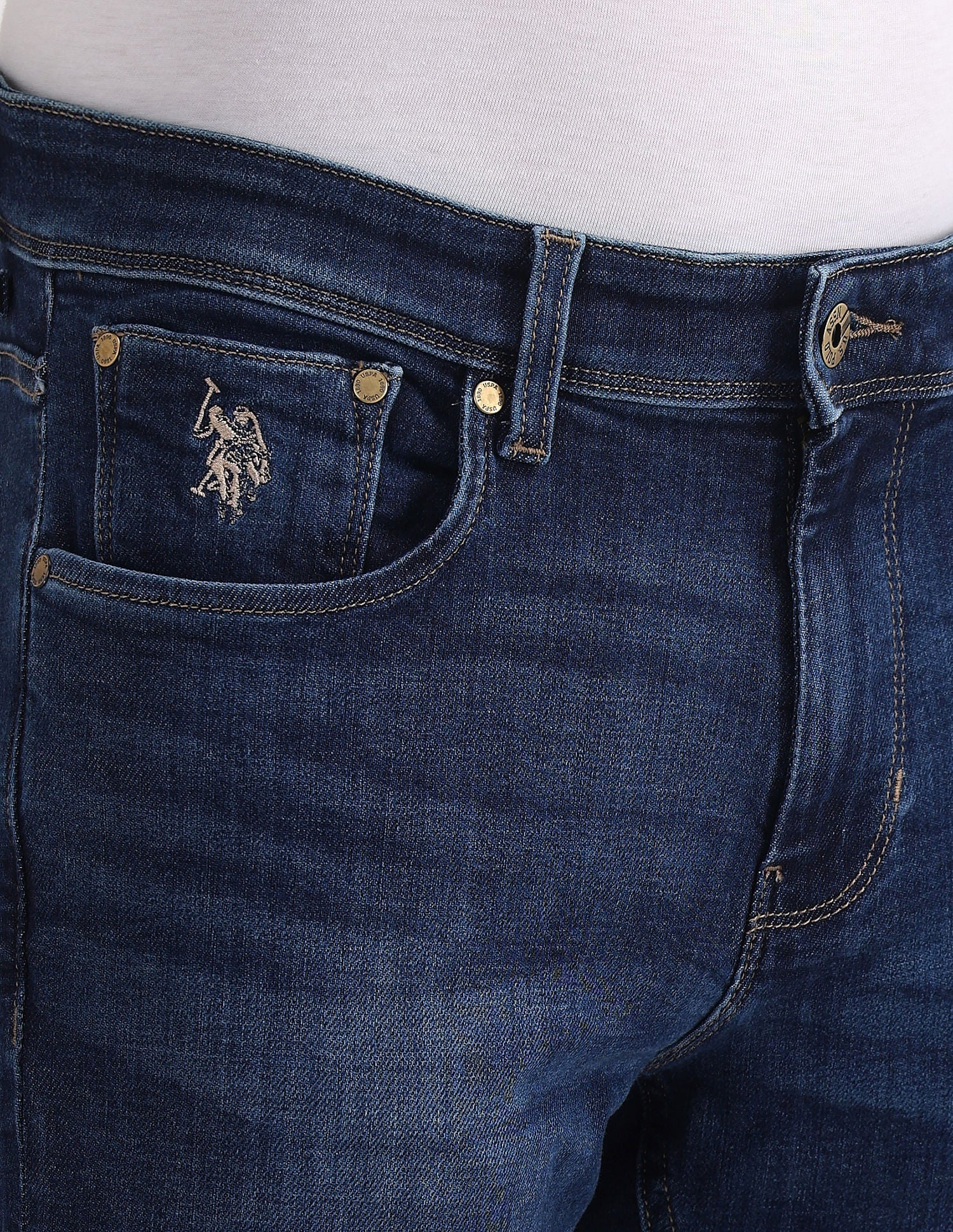 Slim Tapered Fit Blue Jeans Dark-Blue - U.S. POLO ASSN. | Large