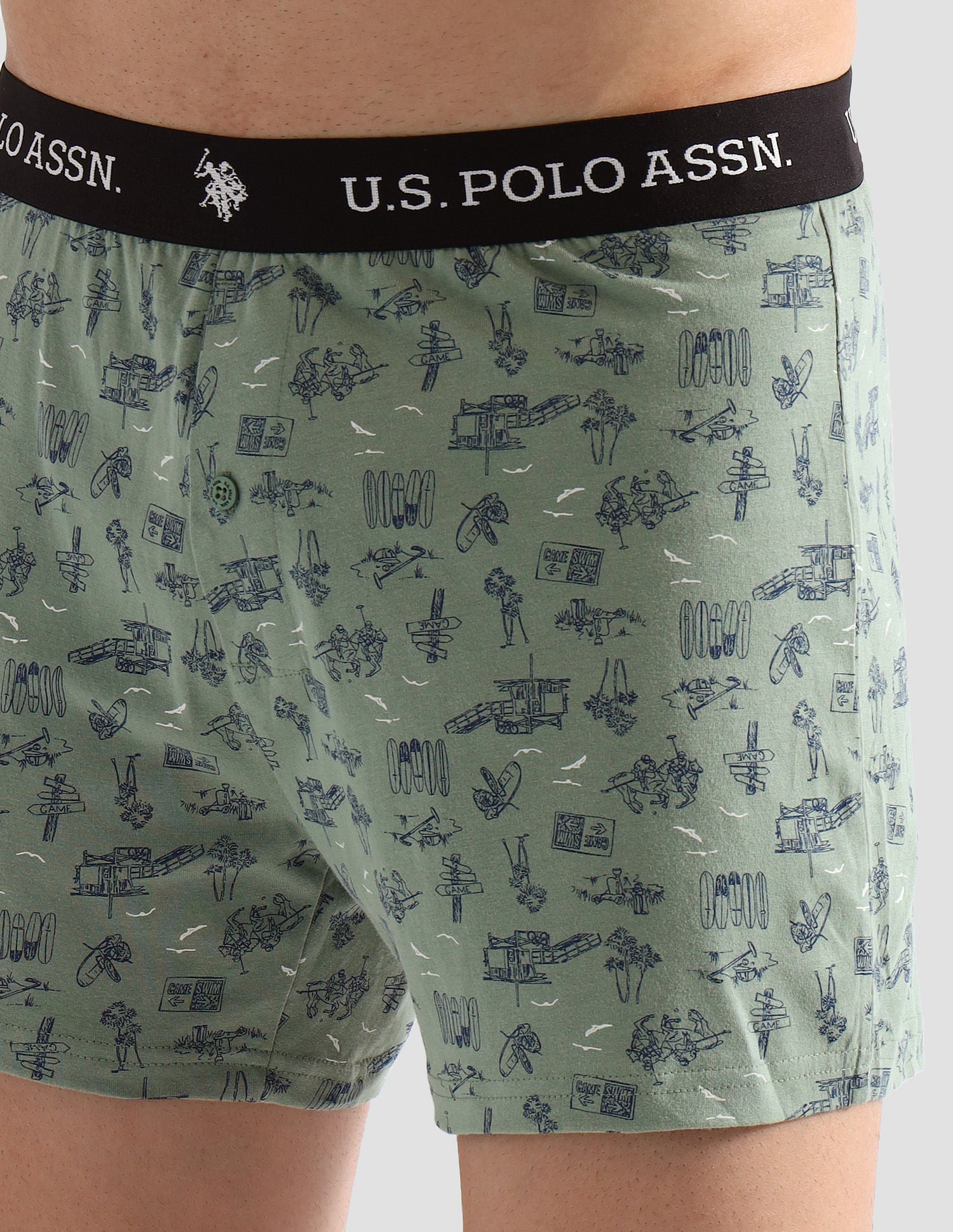 Comfort Regular Fit Solid OEX09 Boxers - Pack of 2 Green Bay and Nile Blue - U.S. POLO ASSN. | Large