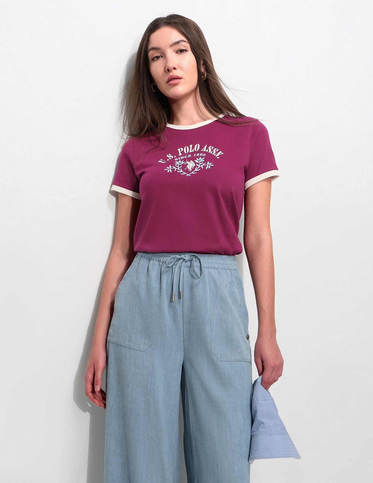 Regular Fit Brand Printed T-Shirt Wine - U.S. Polo Assn. India | Large