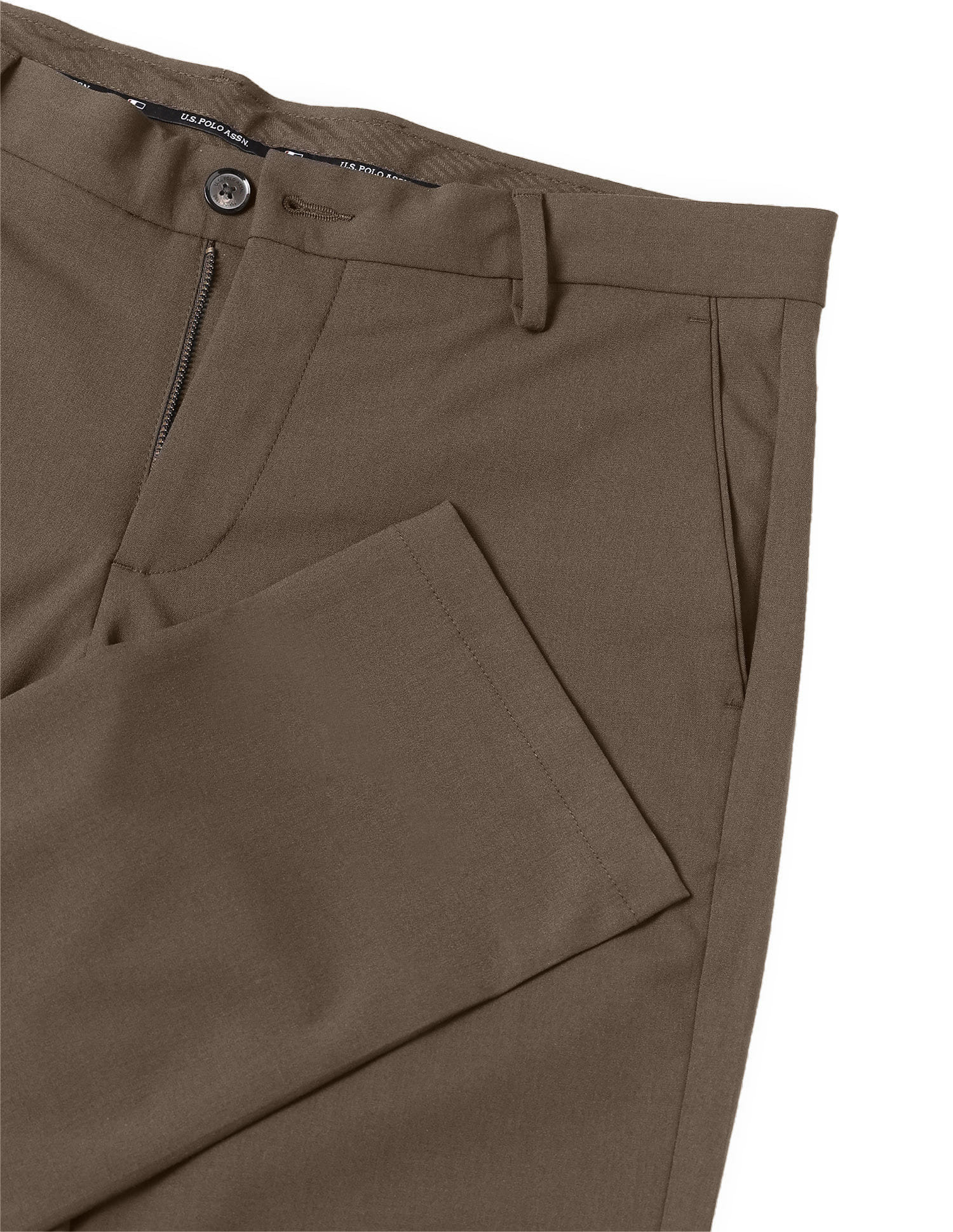 Satin Austin Slim Fit Trousers Brown - U.S. Polo Assn. India | Large