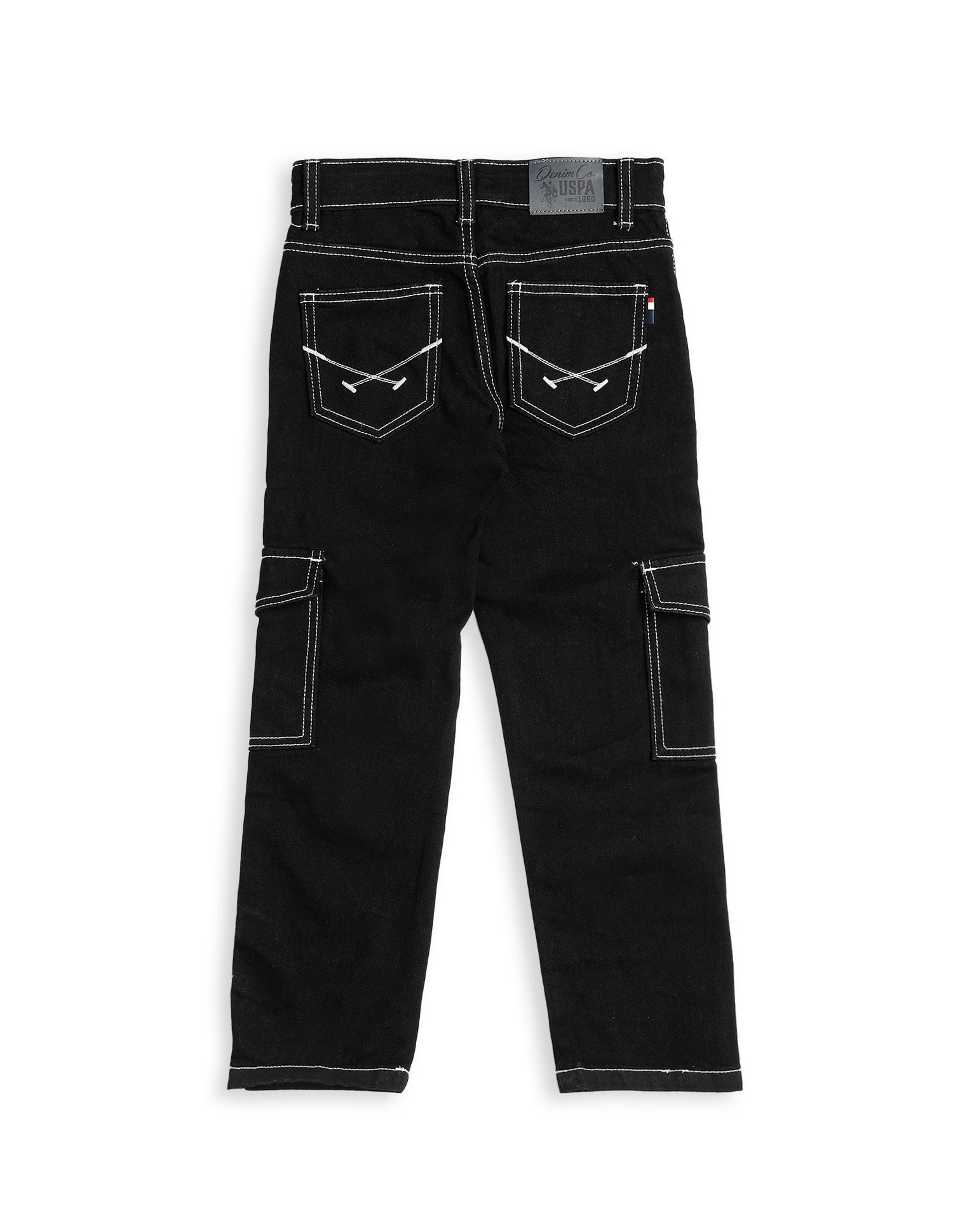 Boys Mid Rise Regular Fit Cargo Jeans Black - U.S. POLO ASSN. | Large