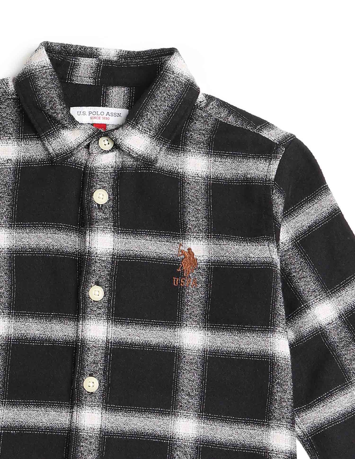 Boys All Over Printed Pure Cotton Shirt Black - U.S. POLO ASSN. | Large