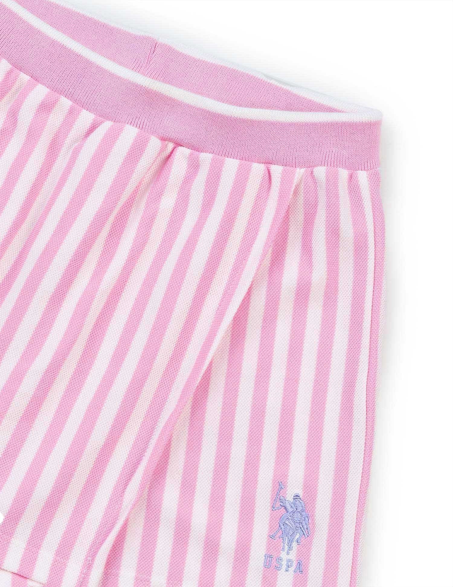Girls Vertical Striped Skorts Light Pink - U.S. POLO ASSN. | Large