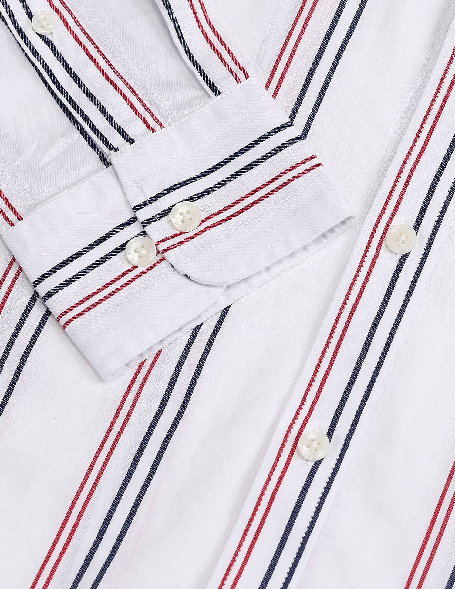 Tailored Fit Cotton Striped Shirt White - U.S. Polo Assn. India | Large