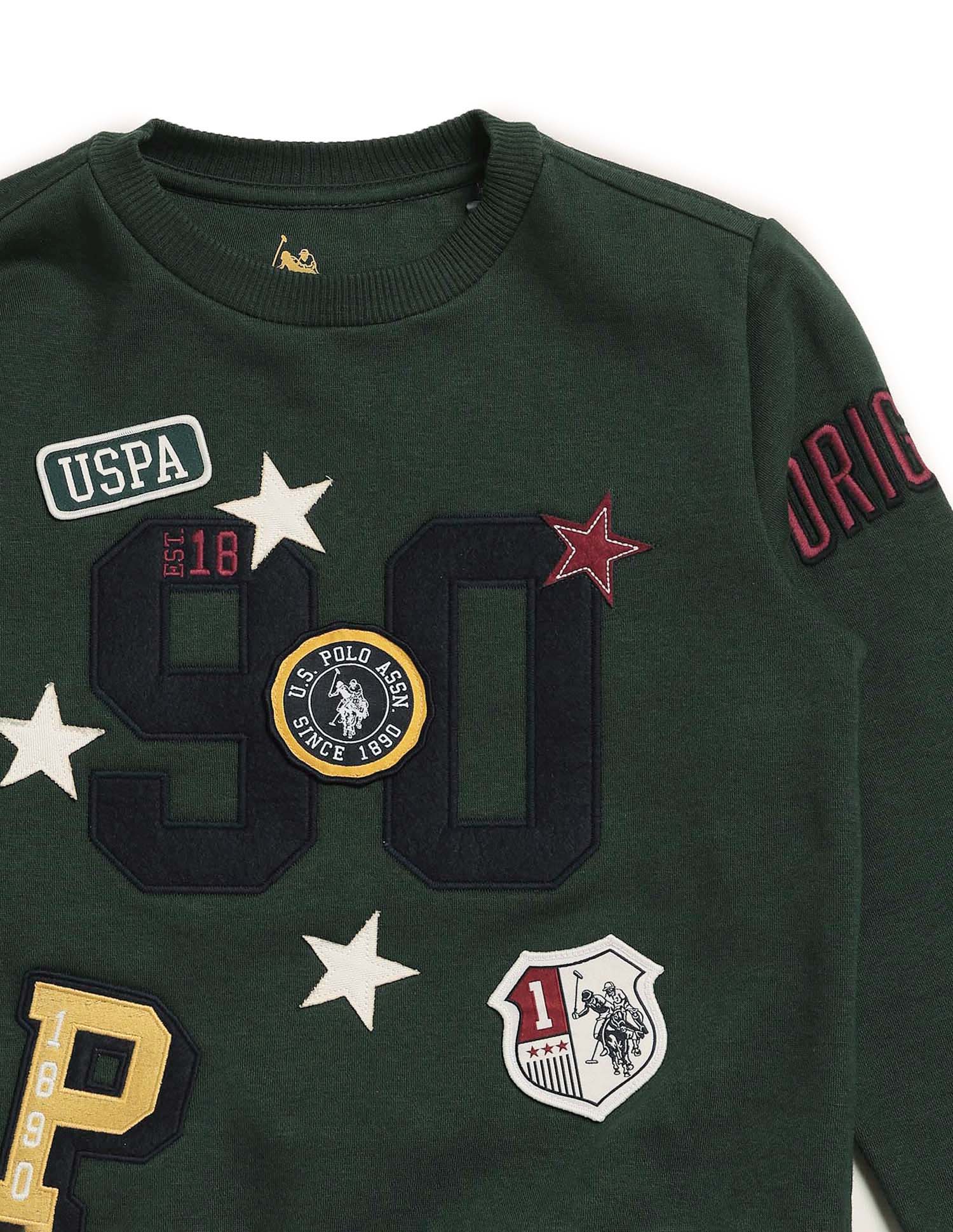 Boys Appliqued Regular Fit Sweatshirt Dark Green - U.S. POLO ASSN. | Large