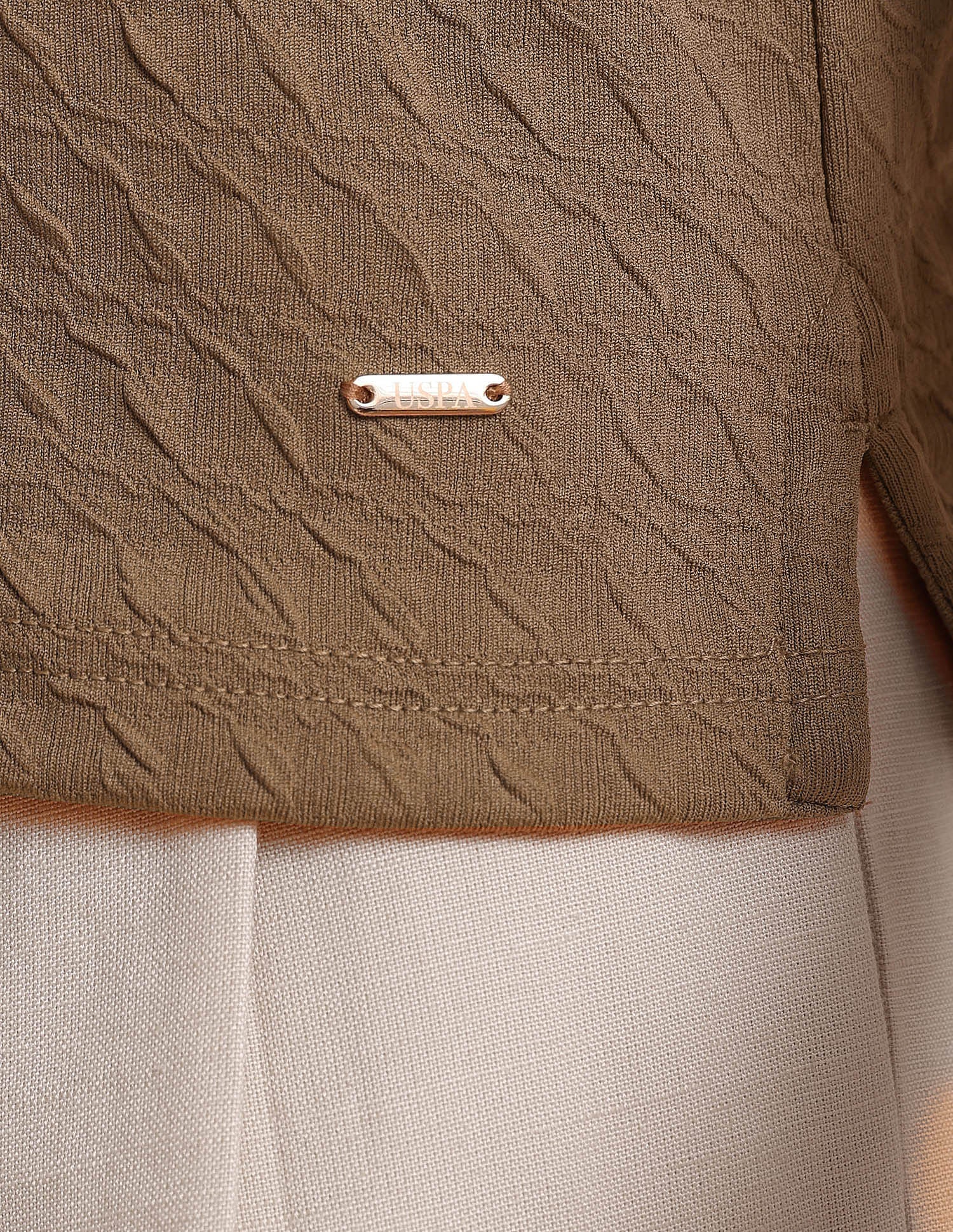 Polo With Elbow Sleeves And  Embelished Buttons Dark Brown - U.S. POLO ASSN. | Large