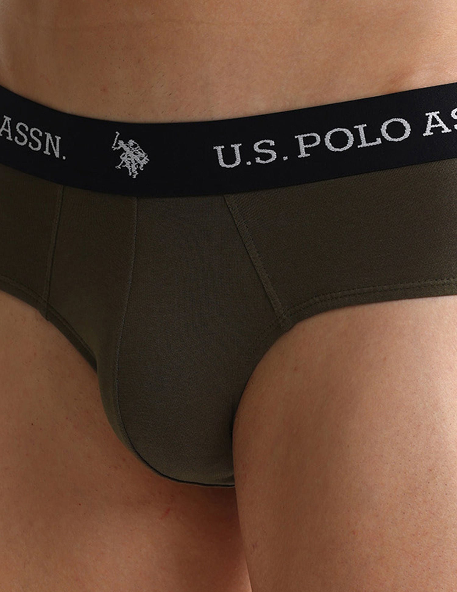 Elasticized Waist OEB09 Briefs - Pack Of 2 Camo Olive and Dark Olive - U.S. POLO ASSN. | Large