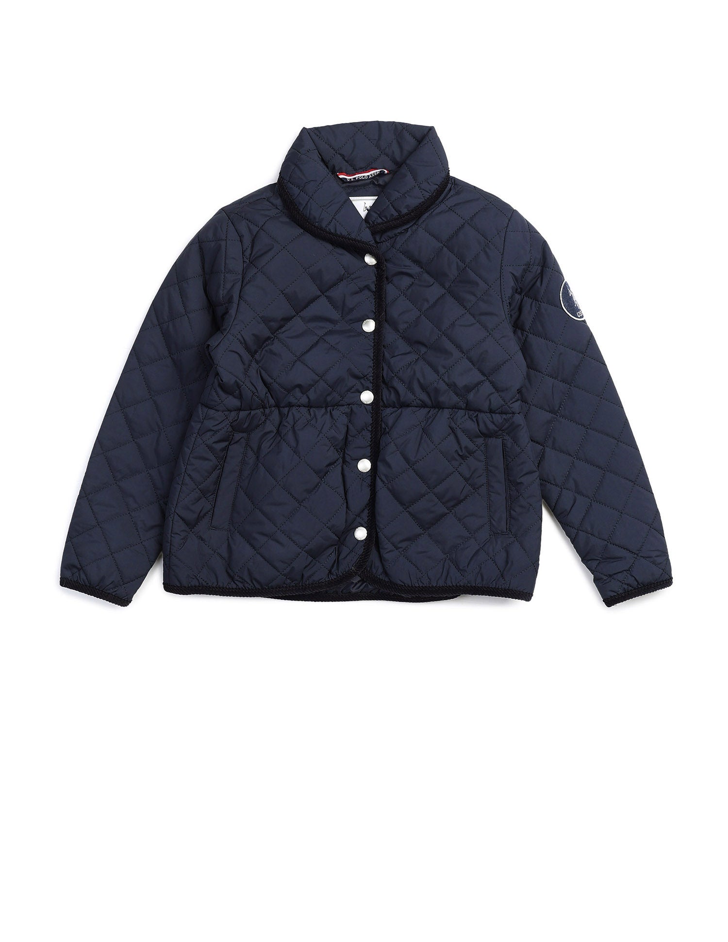 Girls Diamond Quilted Solid Jacket Navy - U.S. POLO ASSN. | Large