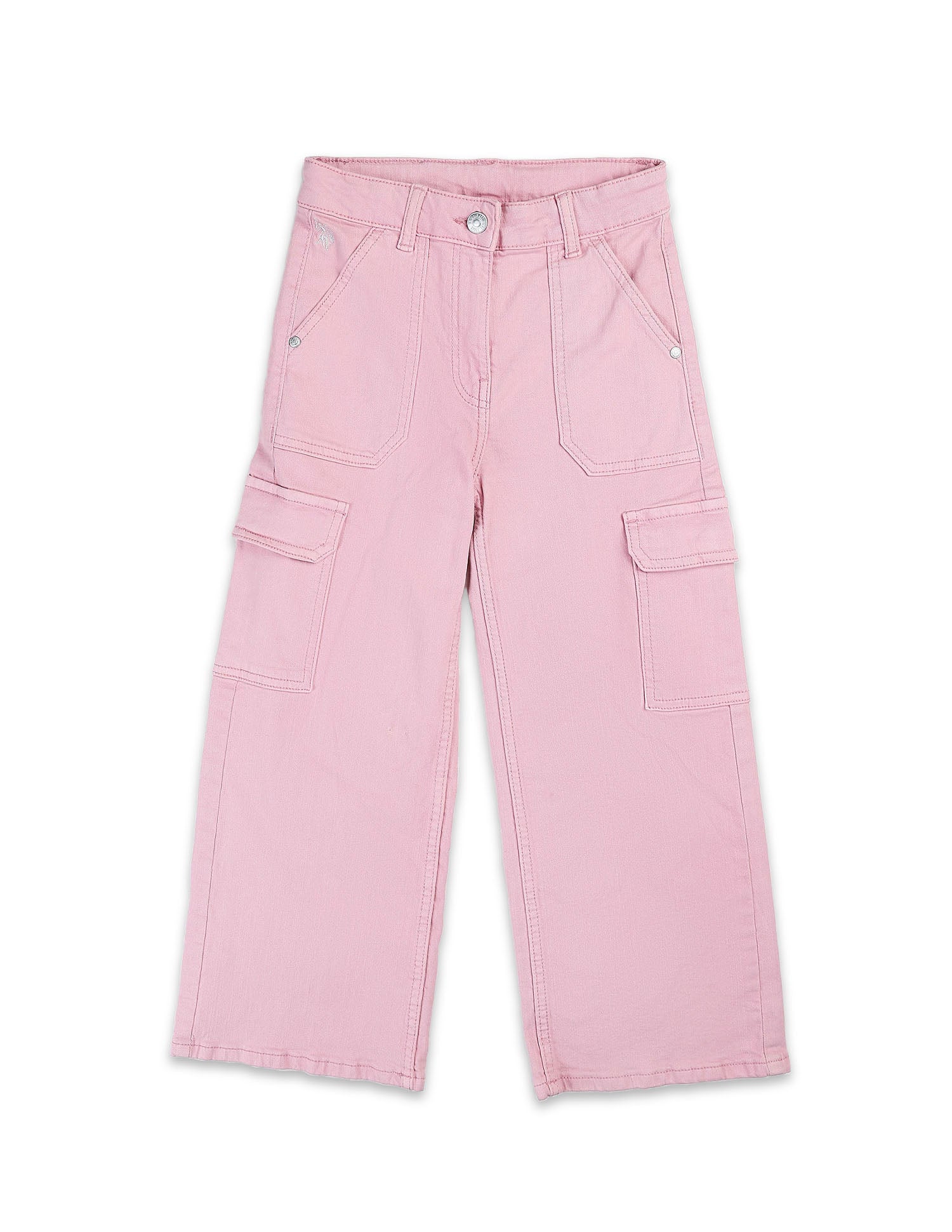 Girls Mid Rise Wide Leg Jeans Light Purple - U.S. POLO ASSN. | Large