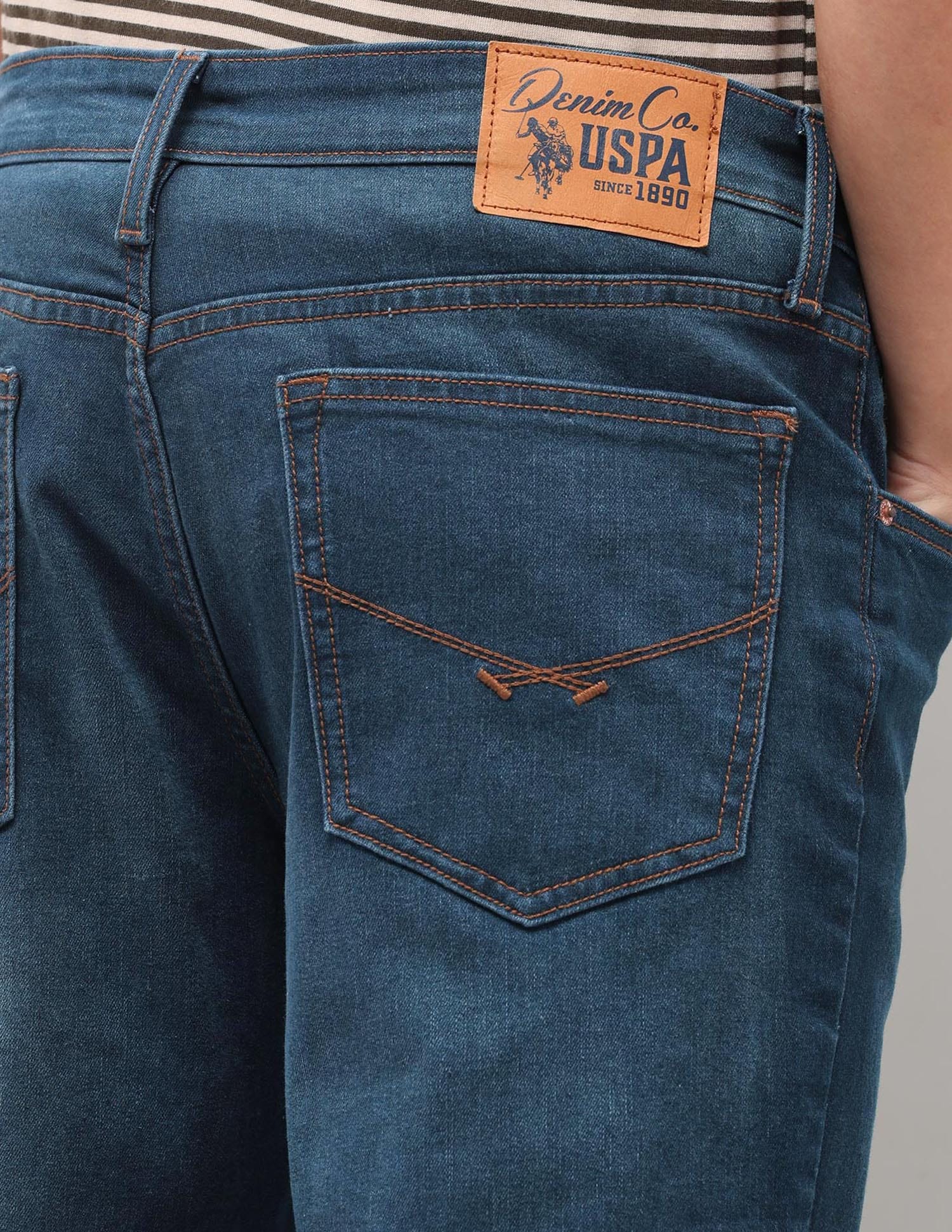 Solid Slim Fit Jeans Blue - U.S. Polo Assn. India | Large