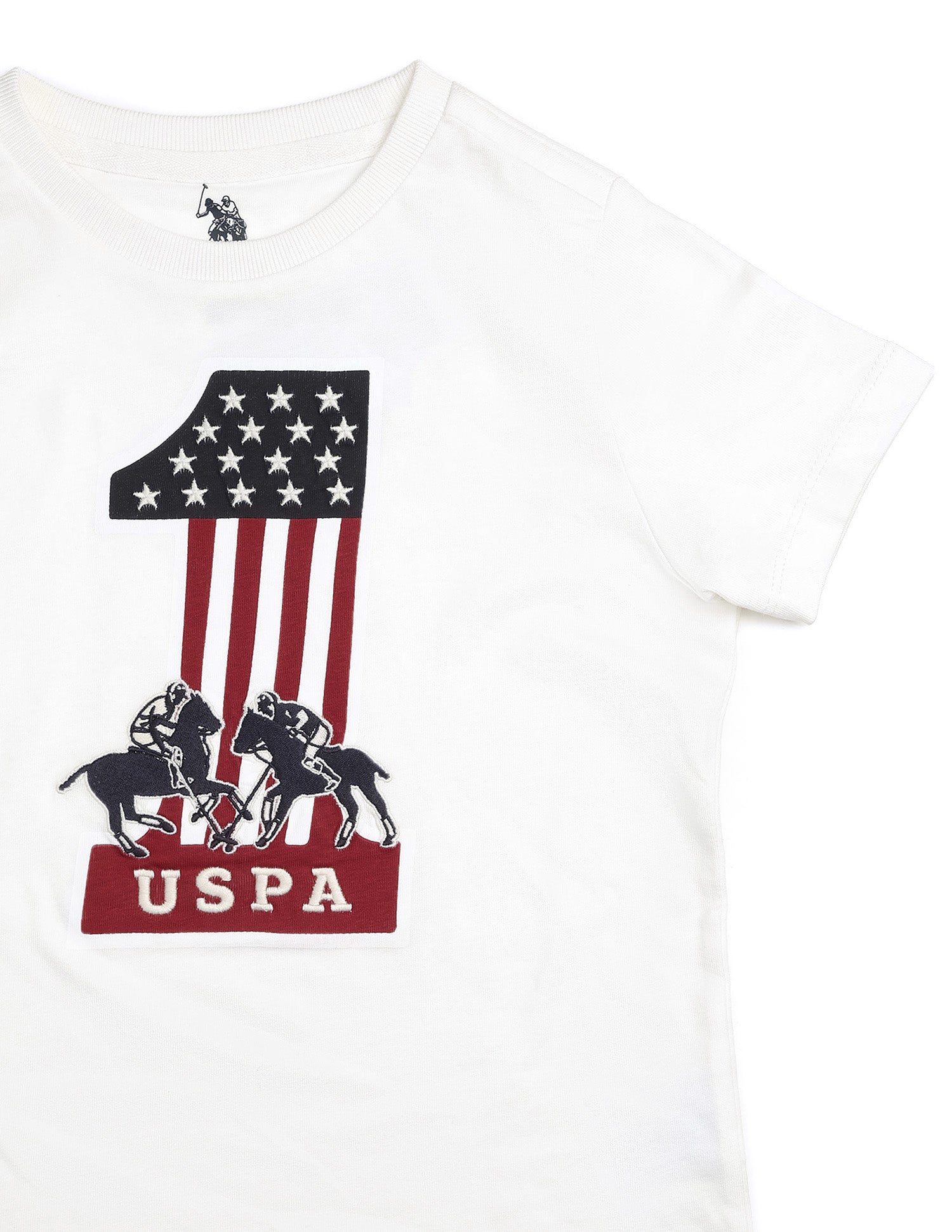 Boys Regular Fit Graphic Brand Printed T Shirt Off White - U.S. POLO ASSN. | Large