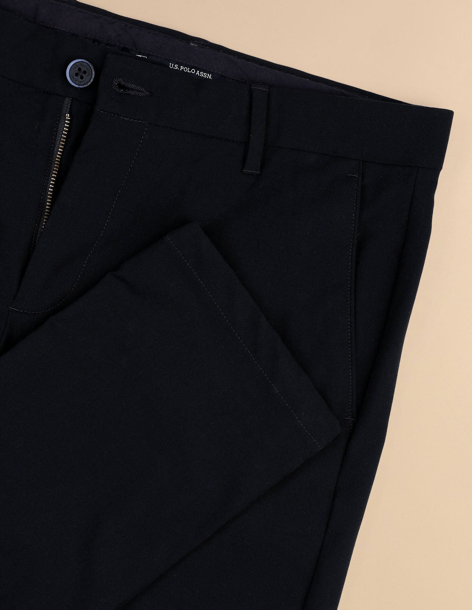 Mid Rise Satin Trousers Navy - U.S. Polo Assn. India | Large