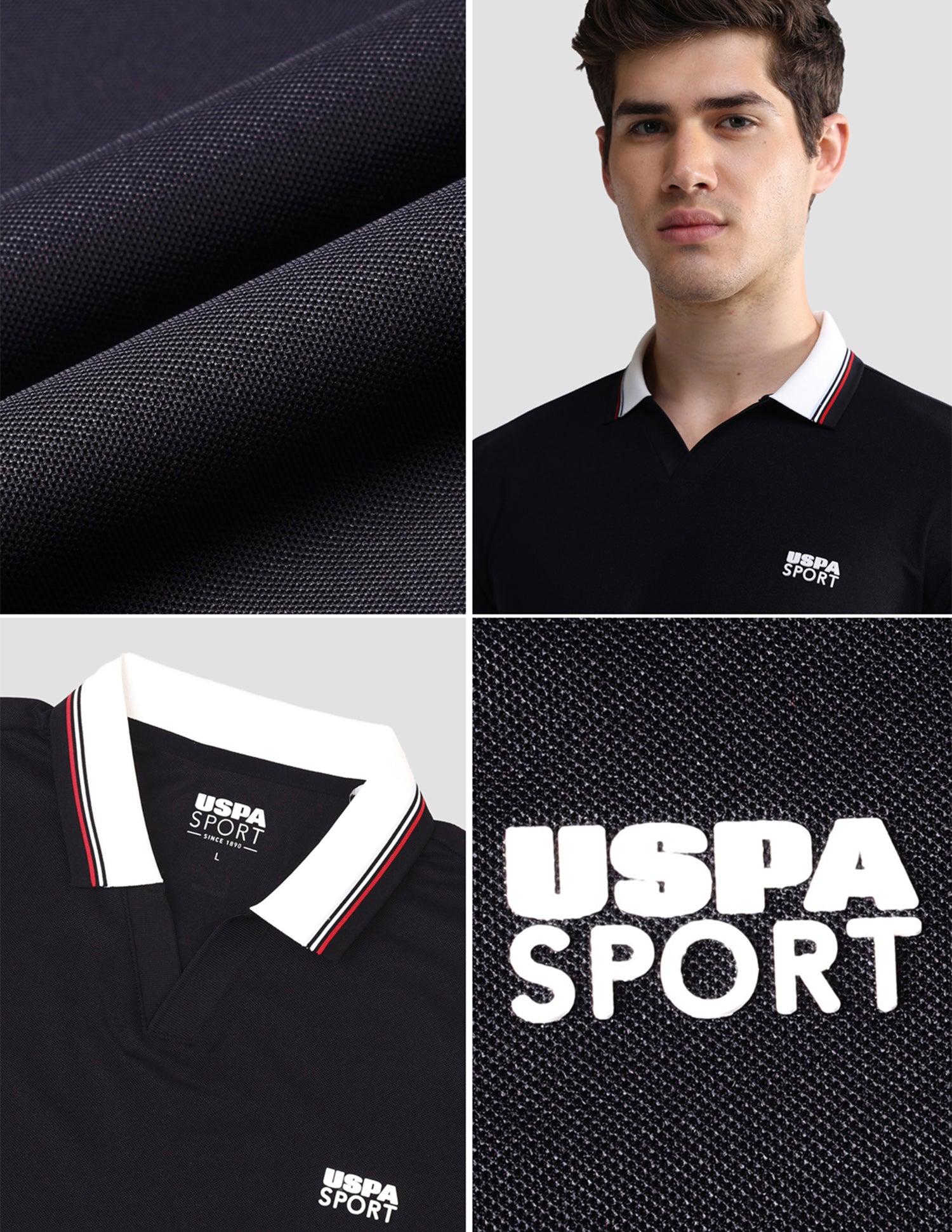 Solid Slim Fit Active Polo Shirt Navy - U.S. Polo Assn. India | Large