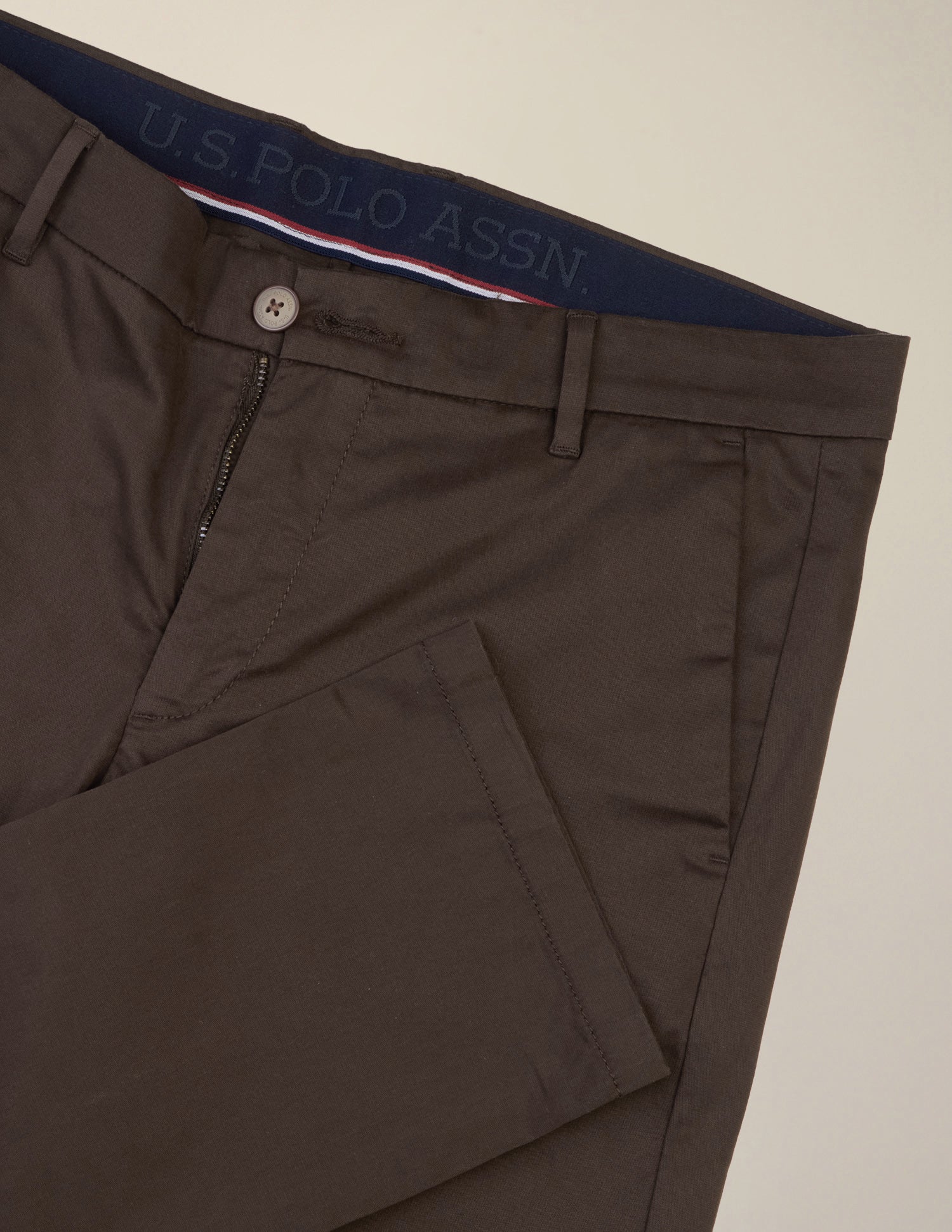 Denver Slim Fit Dobby Trousers Dark Brown - U.S. Polo Assn. India | Large