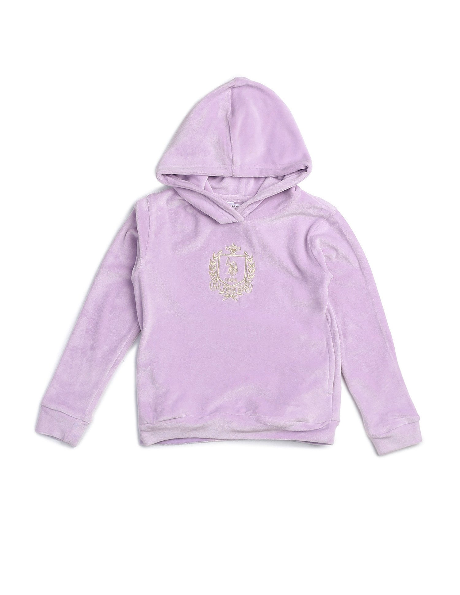 Girls Embroidered Logo Hooded Sweatshirt Light Purple - U.S. POLO ASSN. | Large