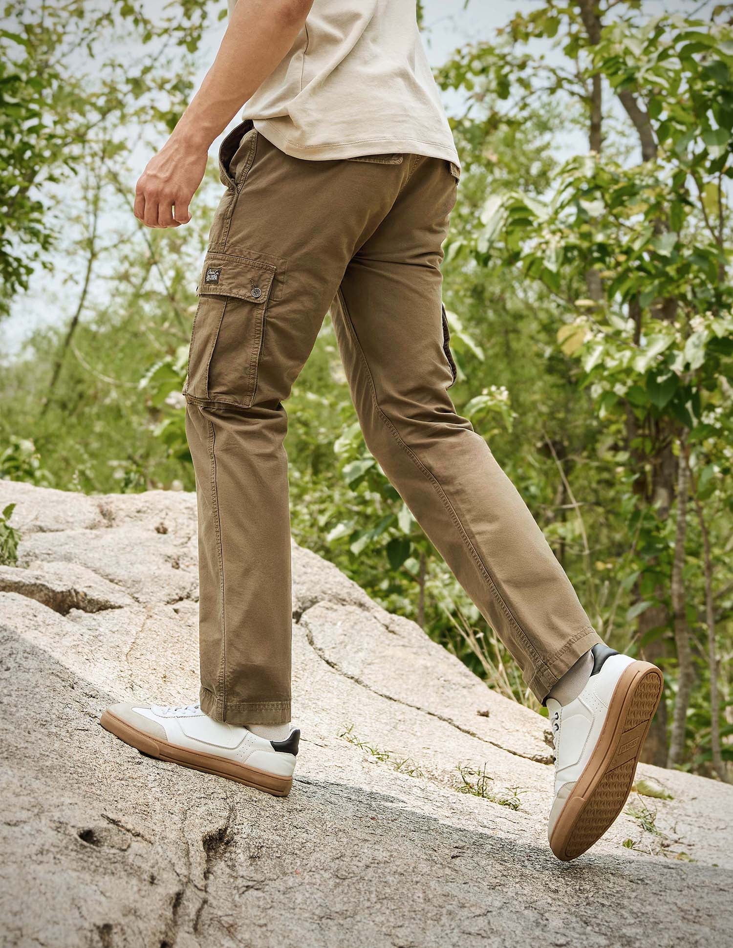 Mid Rise Straight Fit Twill Cargos Tan - U.S. Polo Assn. India | Large