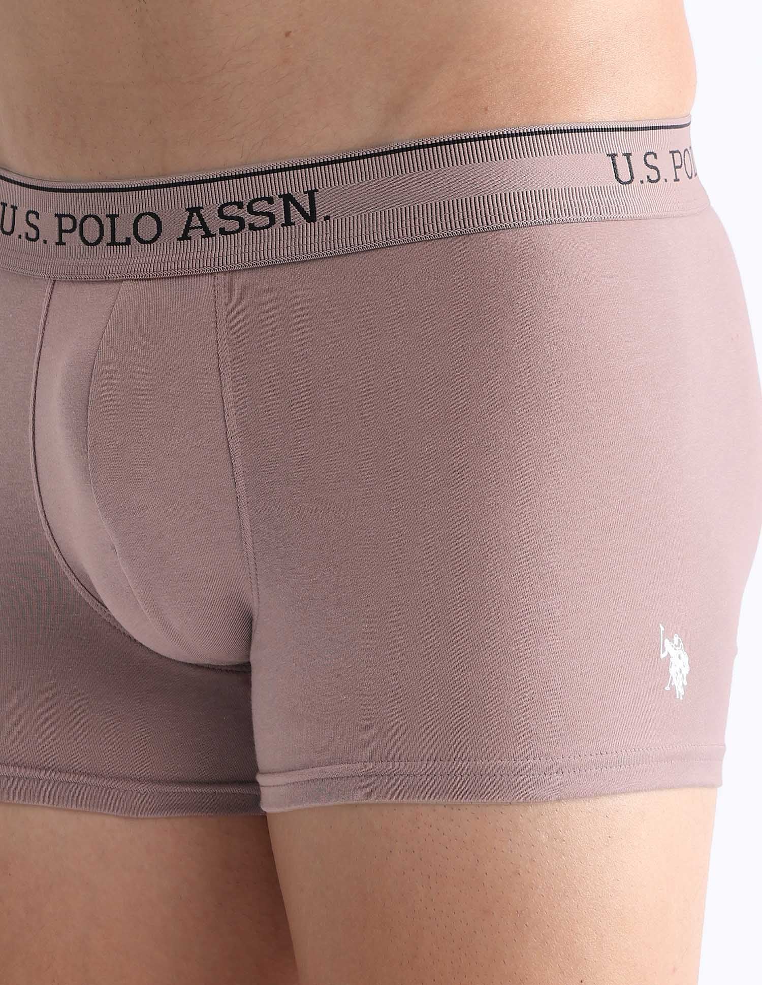 Mid Rise Solid OET15 Trunks - Pack Of 3 Oatmeal, Black and Antler - U.S. POLO ASSN. | Large